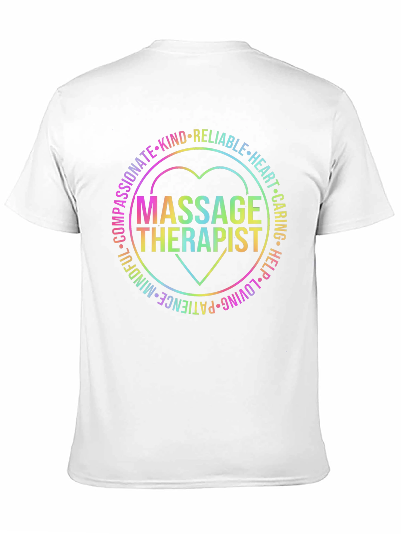 Massage Therapist Rainbow Heart Graphic T-Shirt