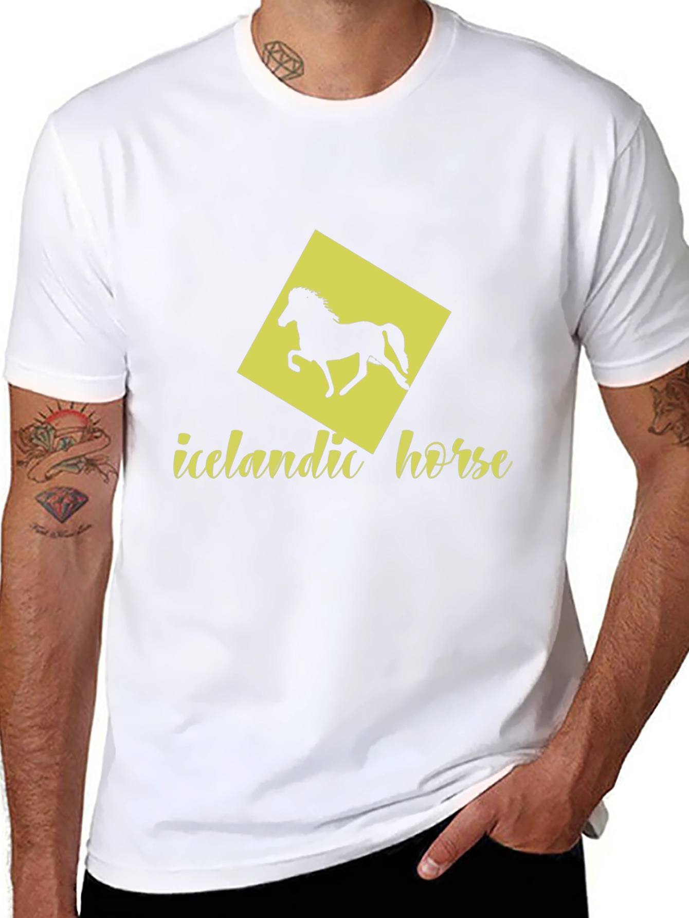 Icelandic Horse Graphic Tee - Black Cotton T-Shirt
