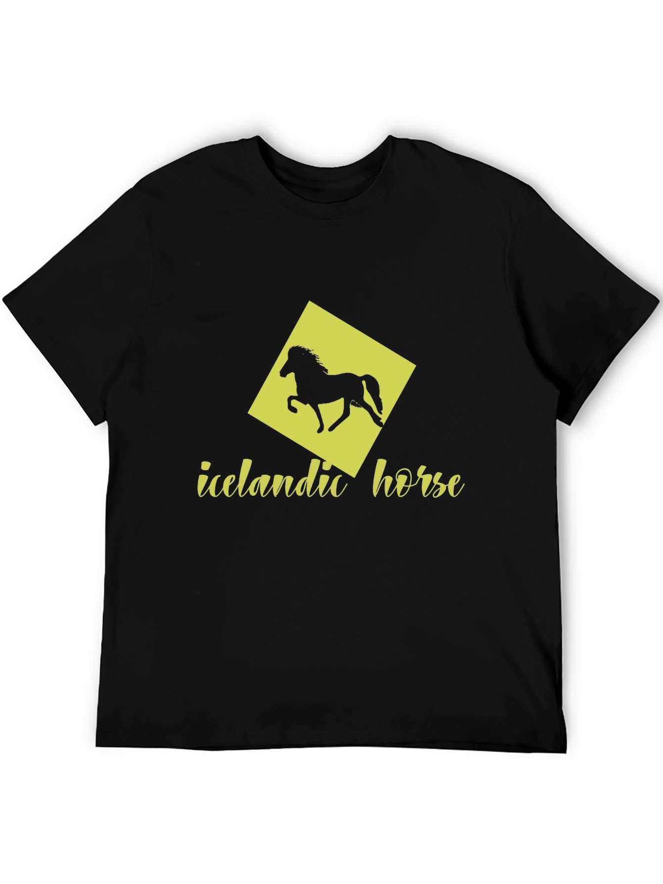 Icelandic Horse Graphic Tee - Black Cotton T-Shirt