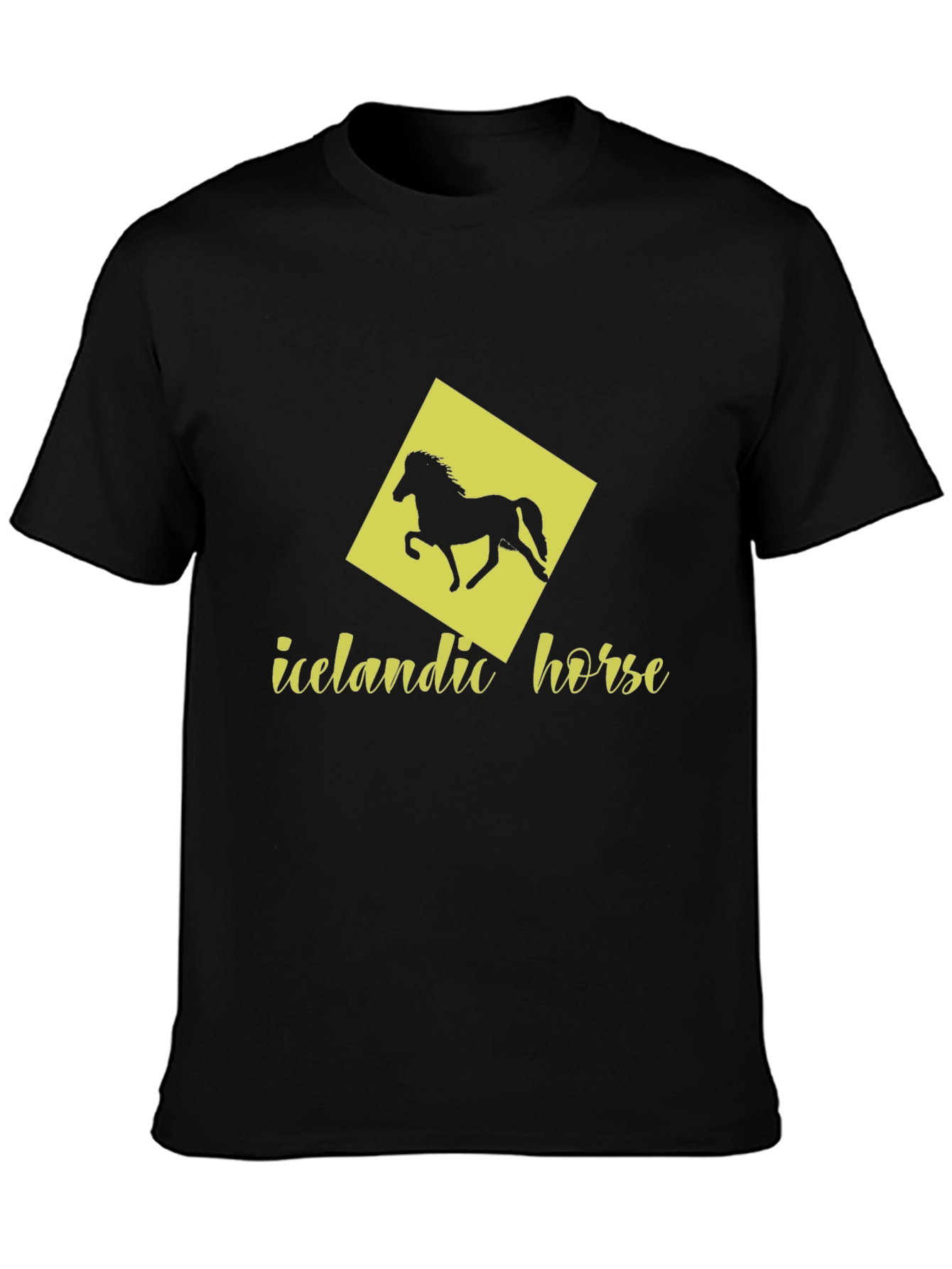 Icelandic Horse Graphic Tee - Black Cotton T-Shirt