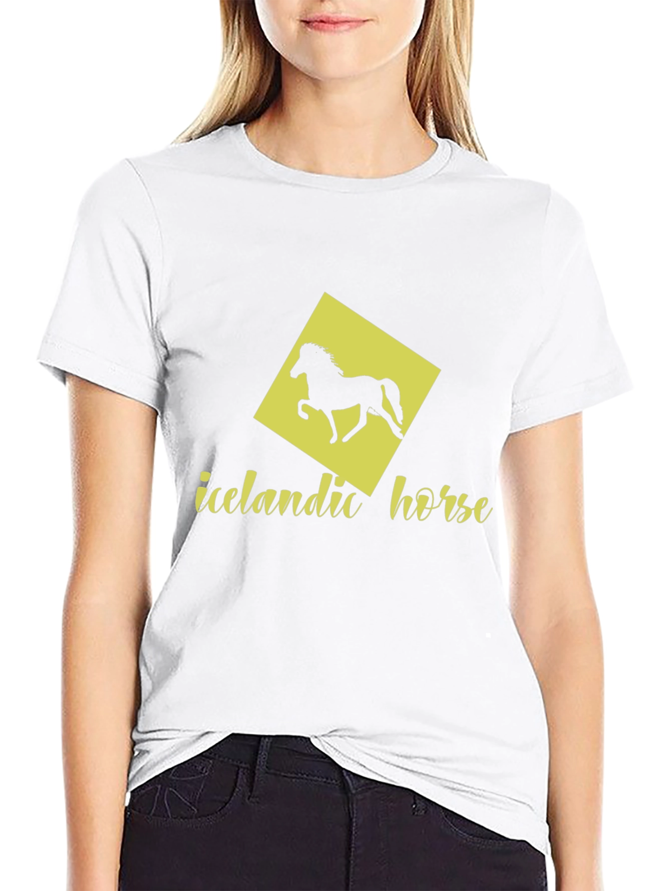 Icelandic Horse Graphic Tee - Black Cotton T-Shirt