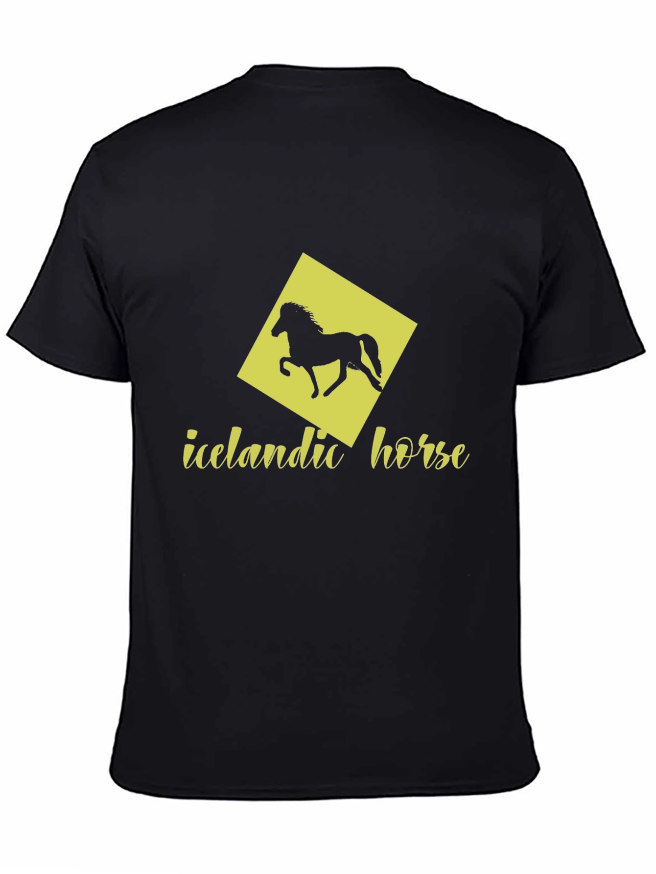 Icelandic Horse Graphic Tee - Black Cotton T-Shirt