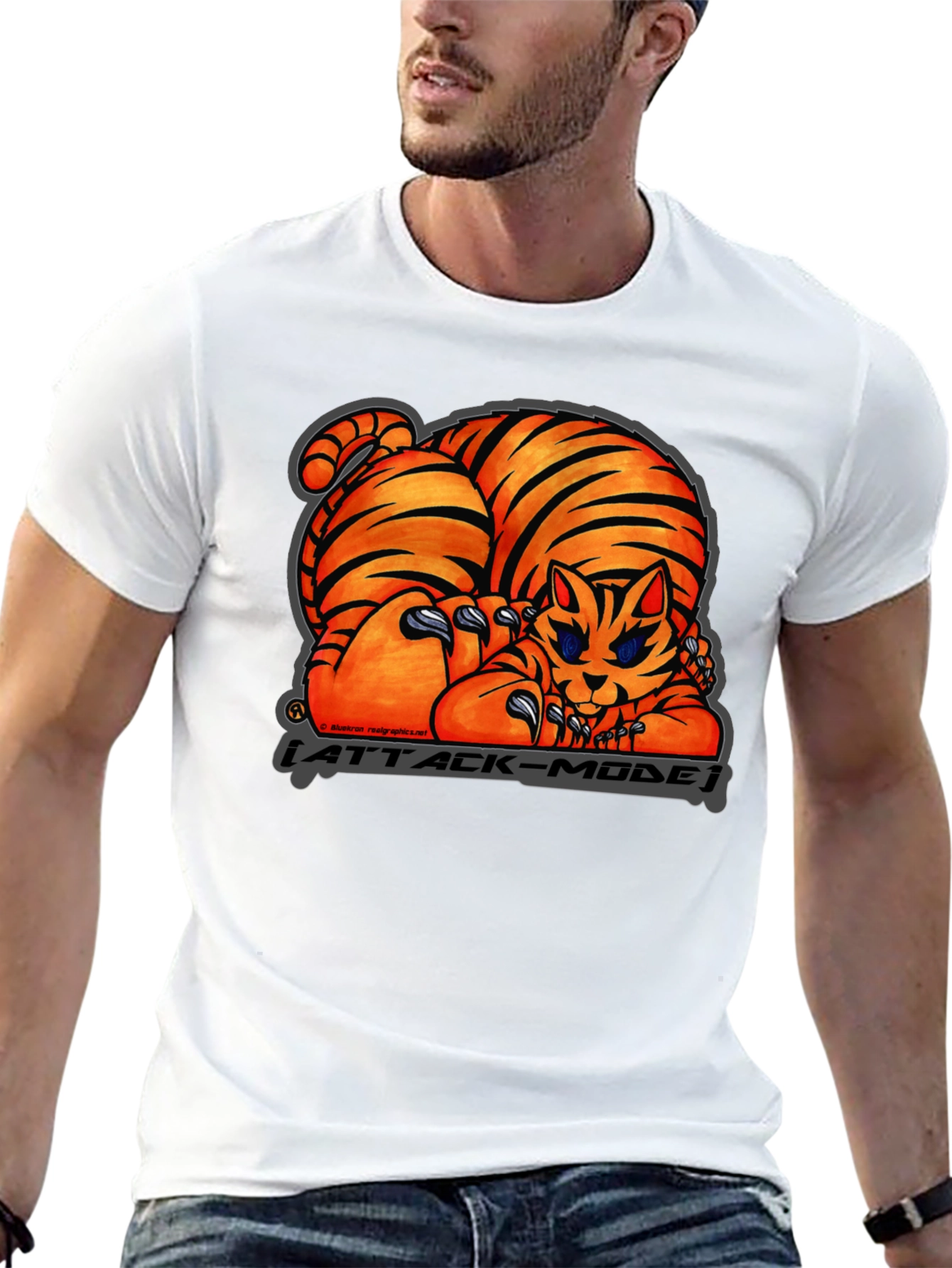 Attack Mode Tiger Graphic T-Shirt Cotton Blend Casual Wear