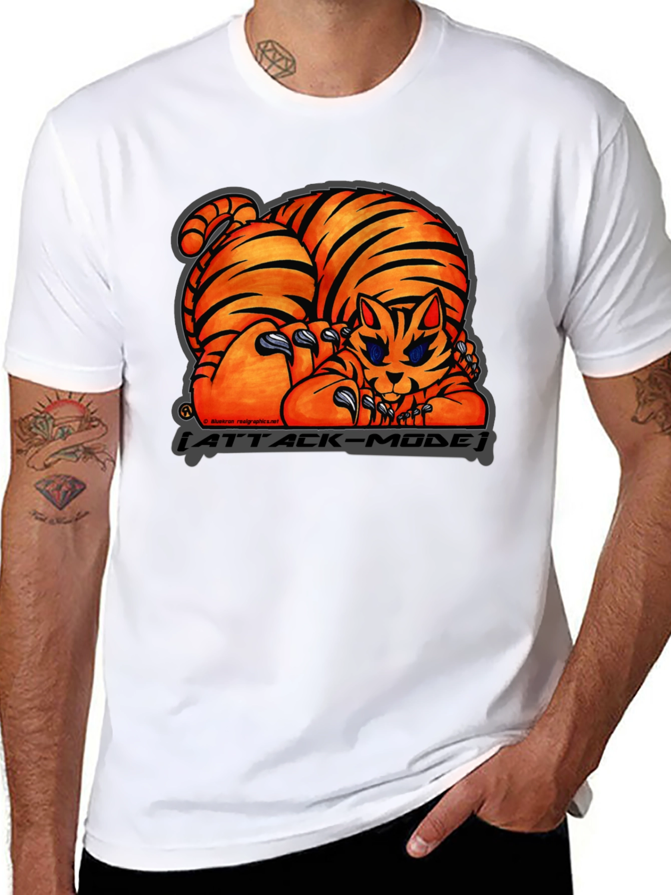 Attack Mode Tiger Graphic T-Shirt Cotton Blend Casual Wear