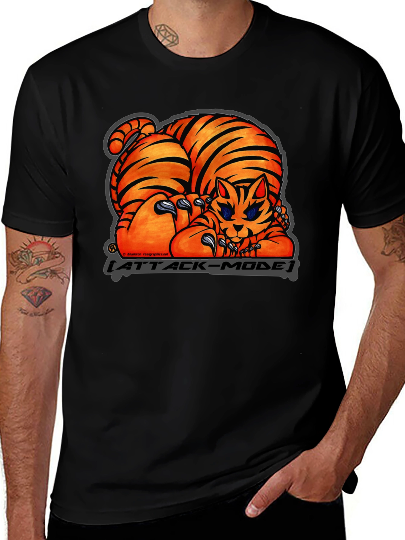 Attack Mode Tiger Graphic T-Shirt Cotton Blend Casual Wear