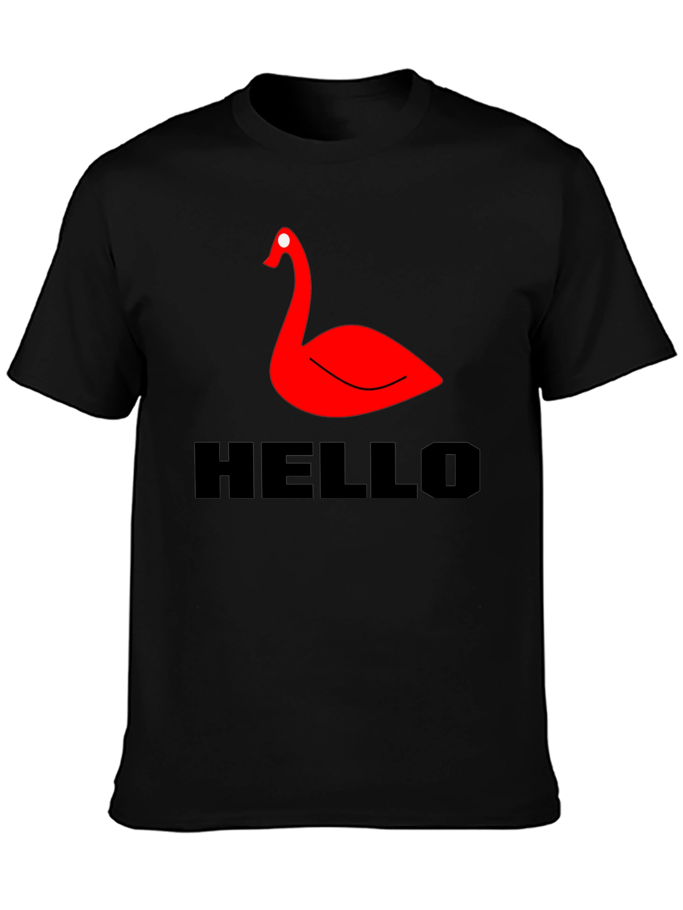 Red Swan Graphic Tee - Black Casual T-Shirt