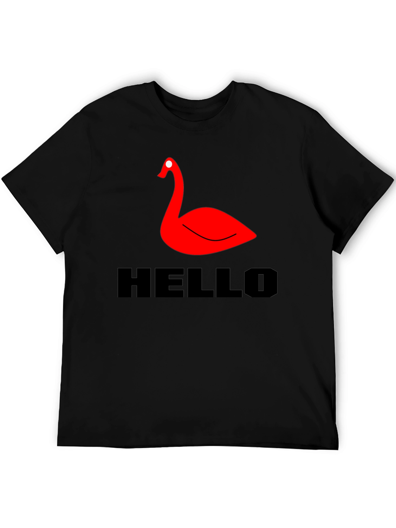 Red Swan Graphic Tee - Black Casual T-Shirt
