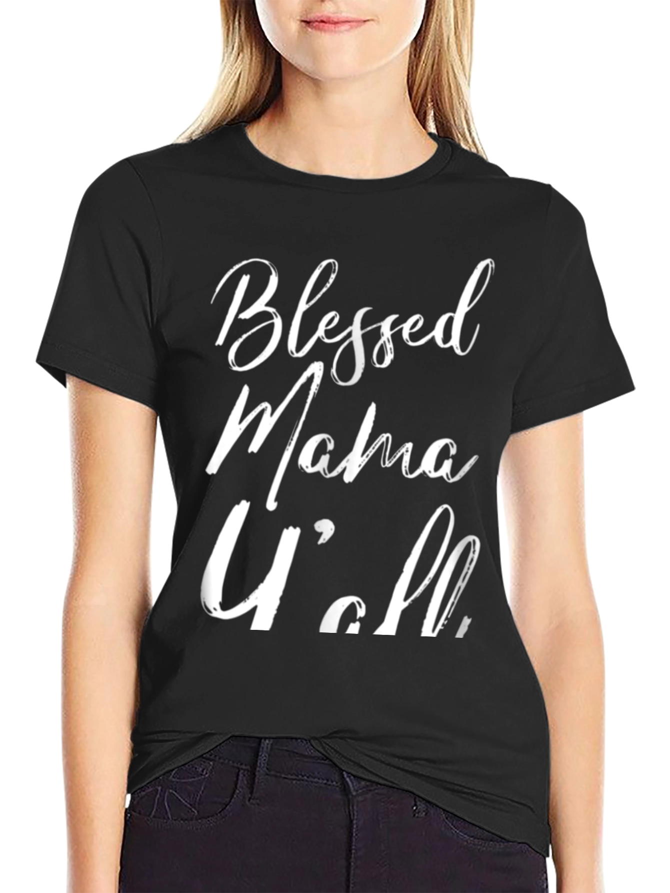 Blessed Mama Yall Black Graphic Tee