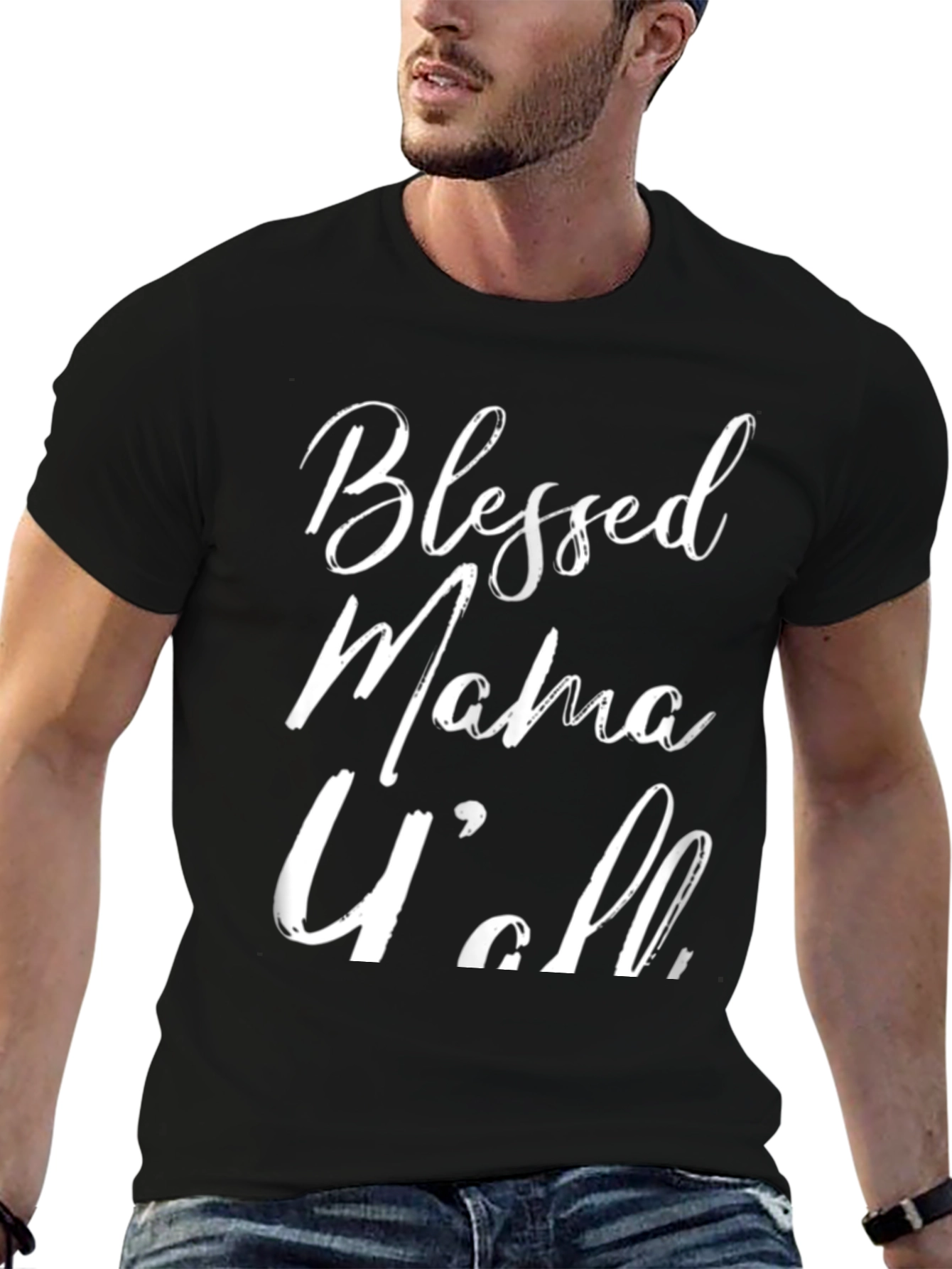 Blessed Mama Yall Black Graphic Tee