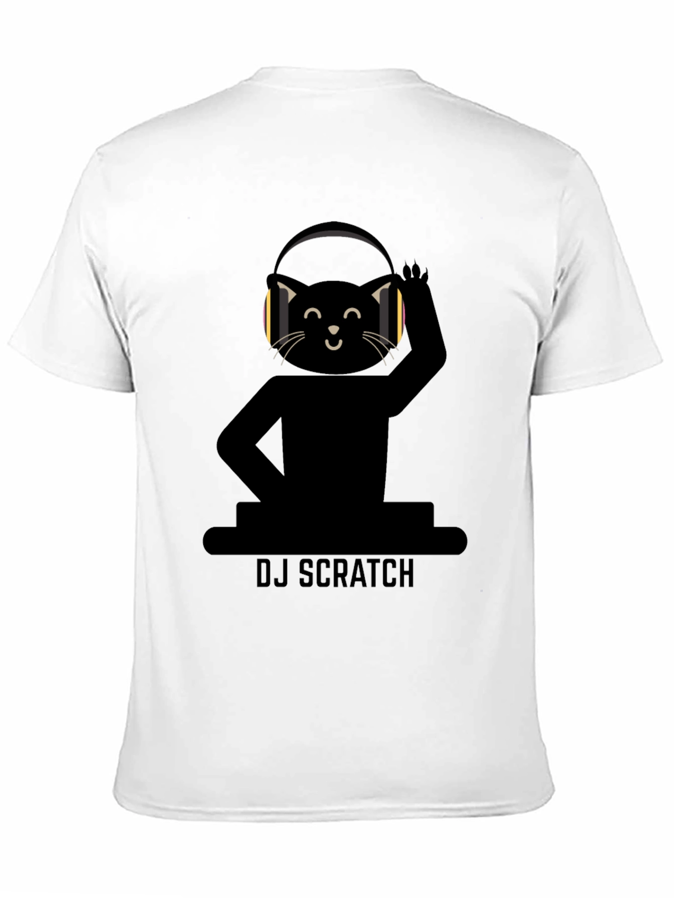 DJ Scratch Cat T-Shirt - Black Graphic Tee