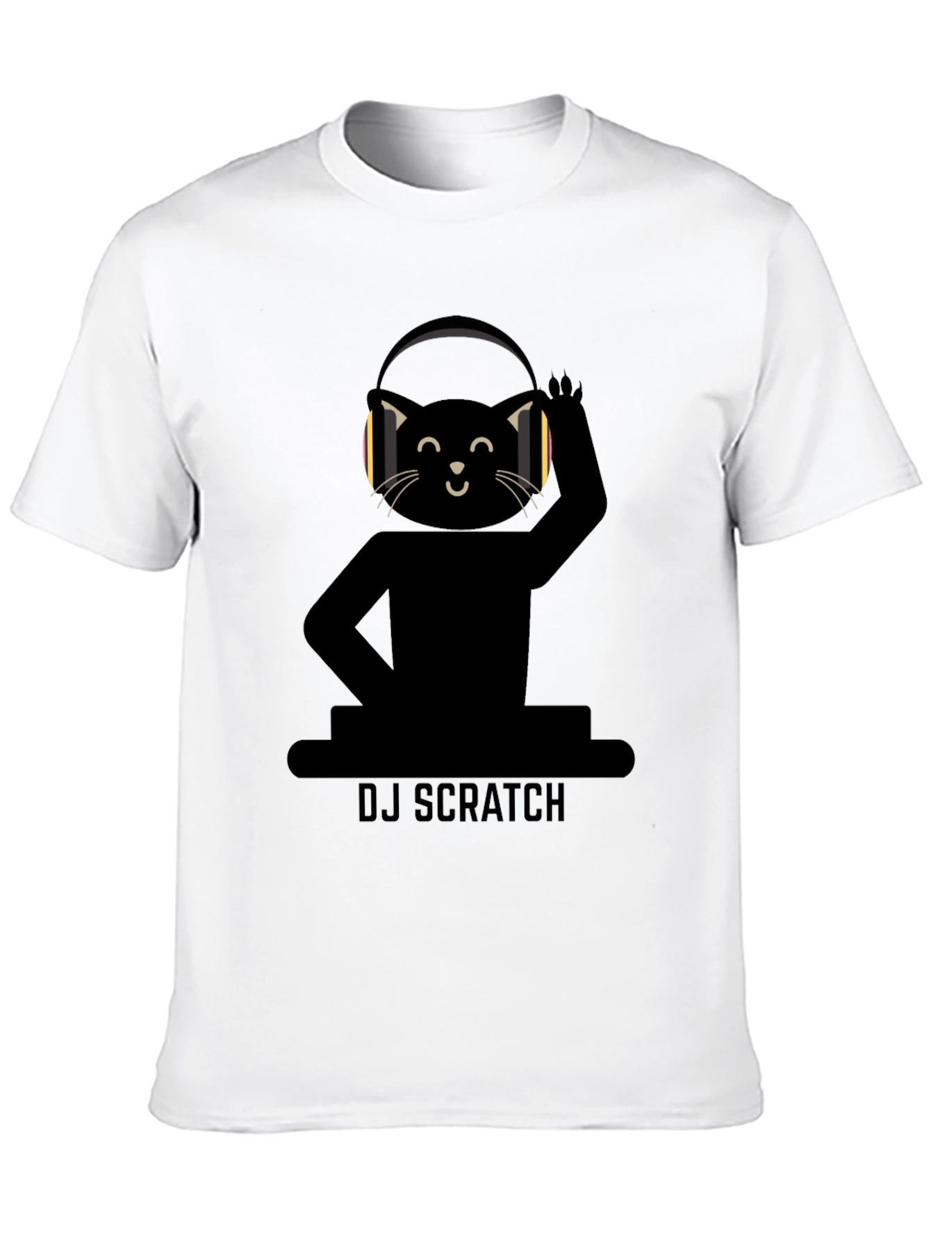 DJ Scratch Cat T-Shirt - Black Graphic Tee