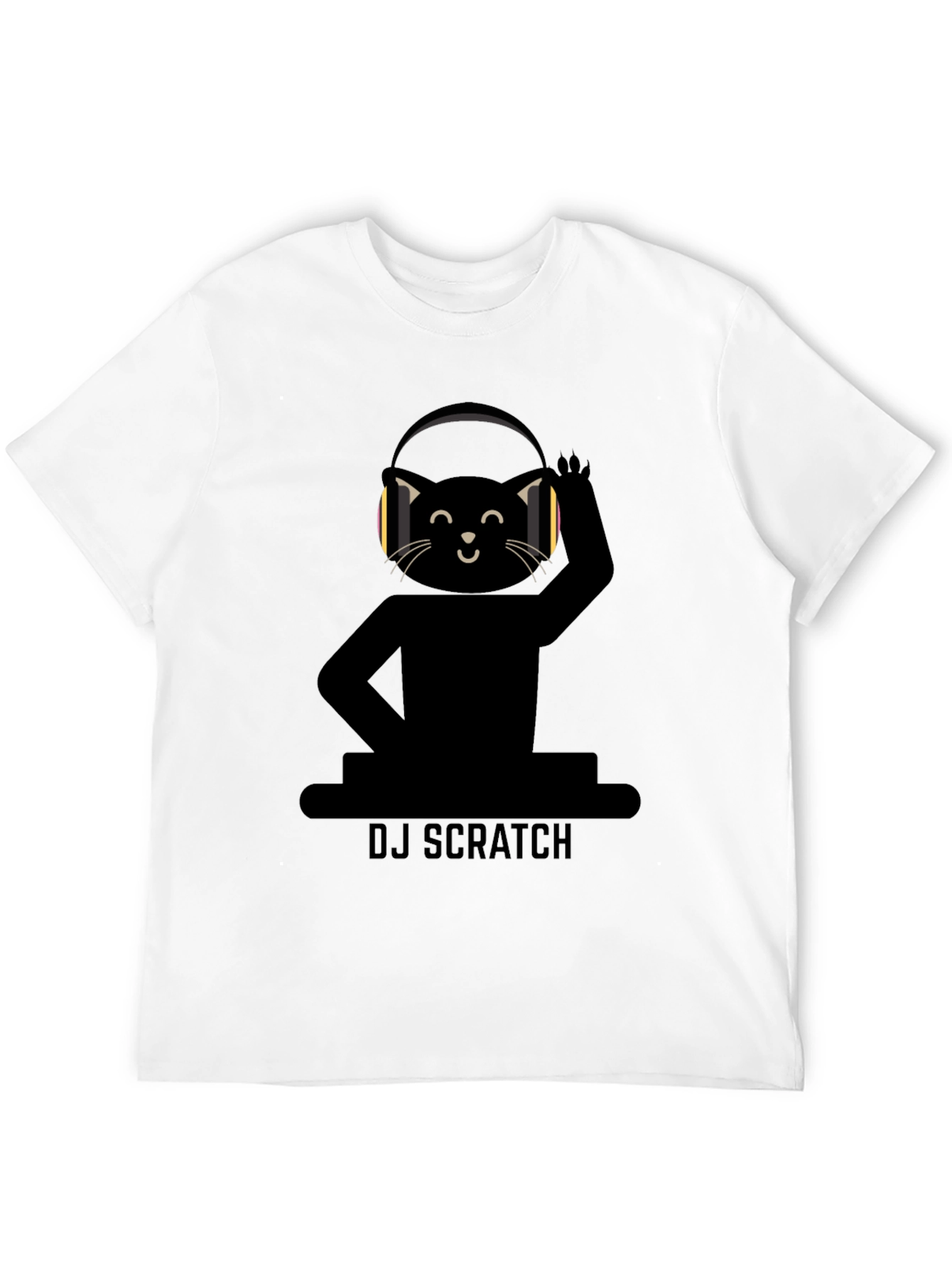 DJ Scratch Cat T-Shirt - Black Graphic Tee