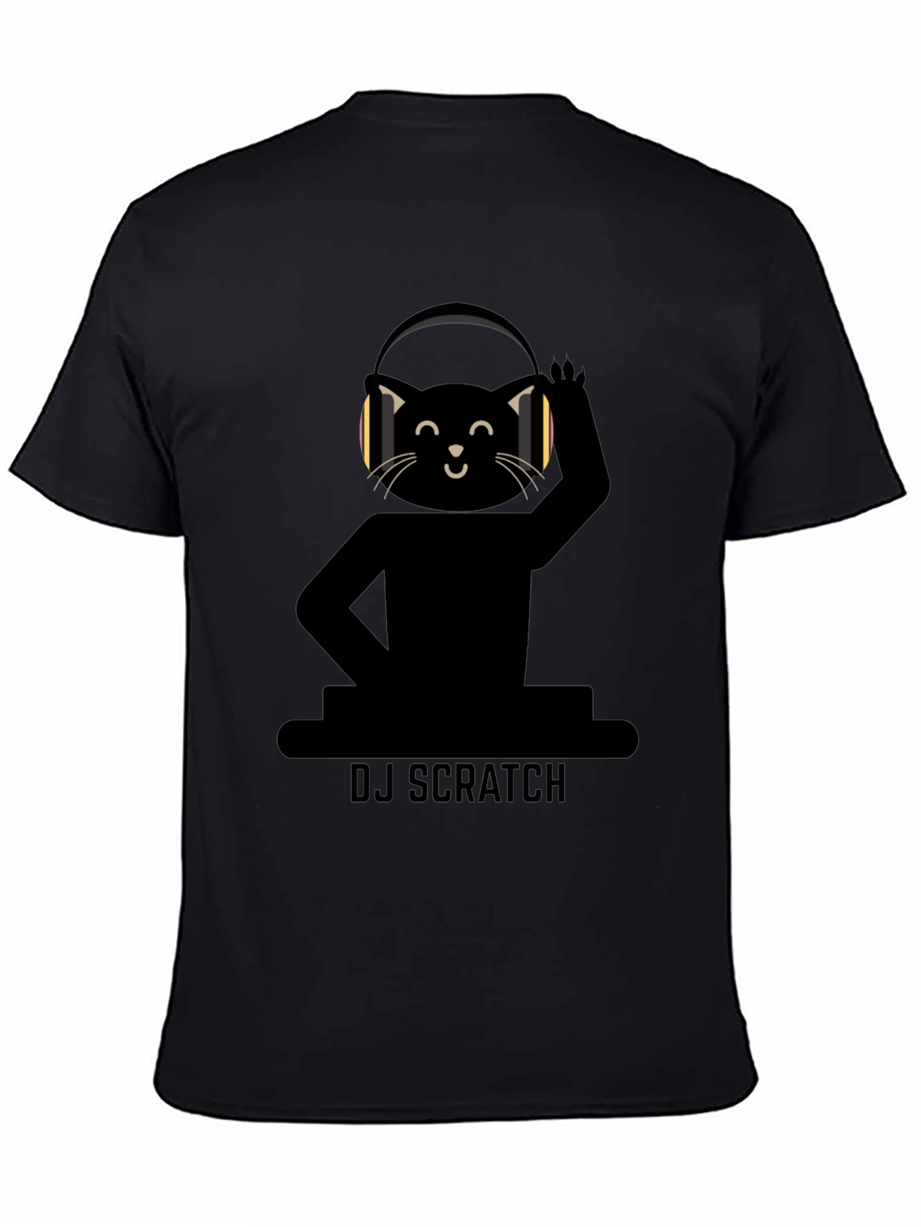 DJ Scratch Cat T-Shirt - Black Graphic Tee