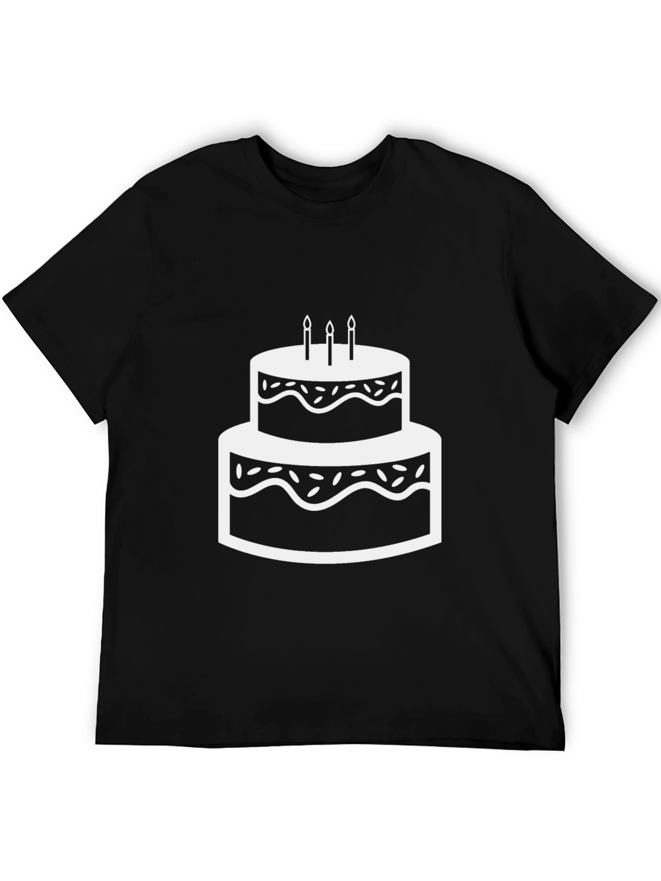 Cake Graphic Black T-Shirt Birthday Party Tee