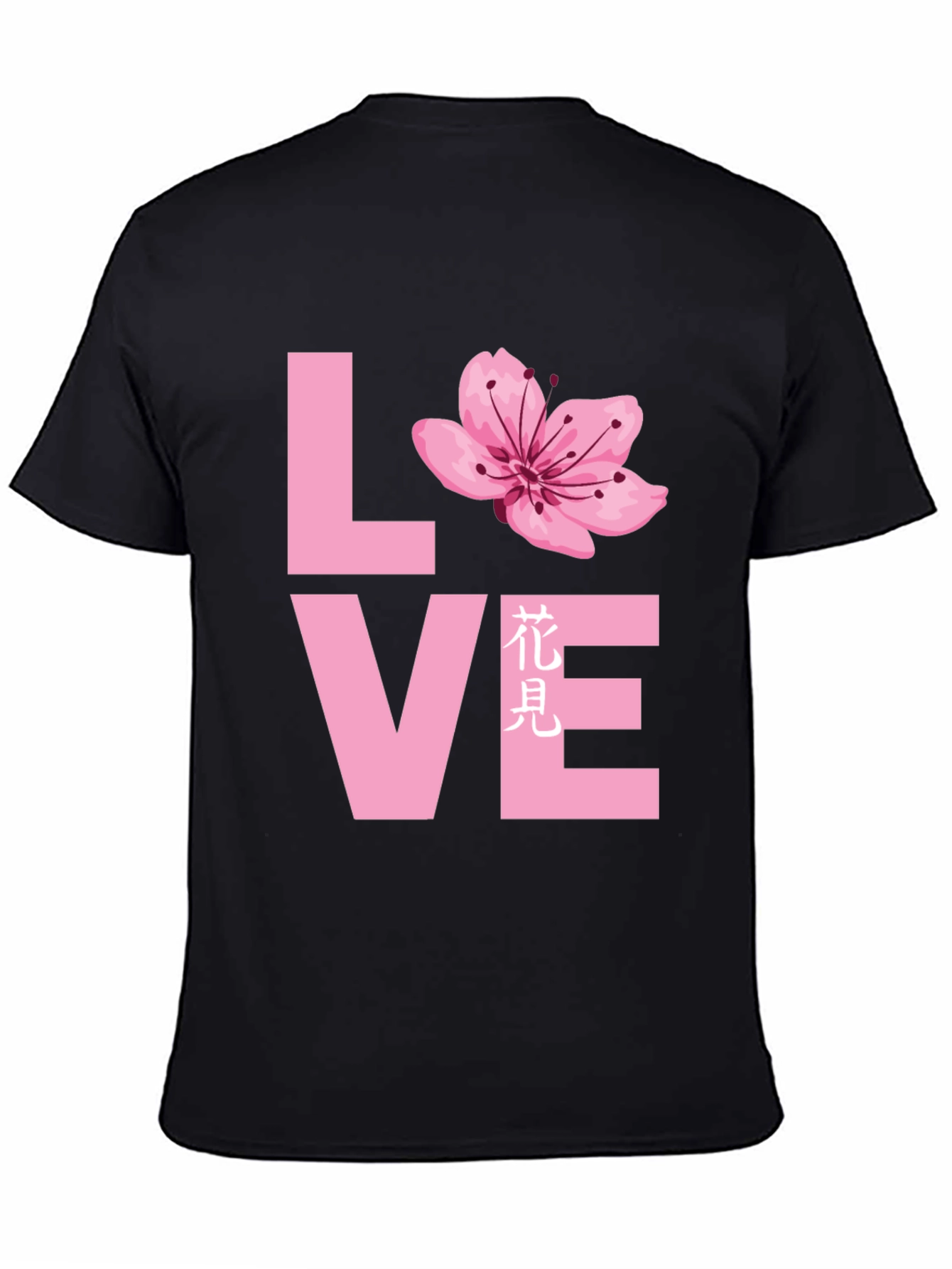 Love Cherry Blossom Graphic T-Shirt - Black