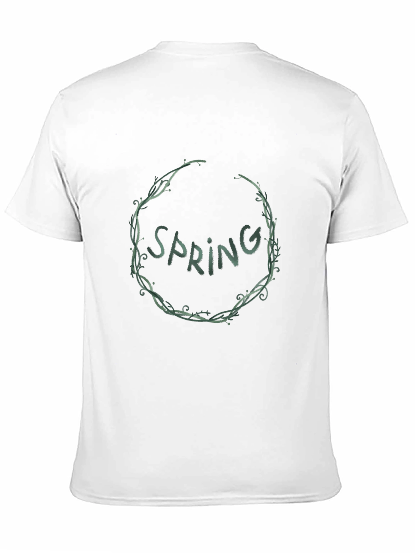 Spring Wreath Graphic Tee - Black Cotton Blend