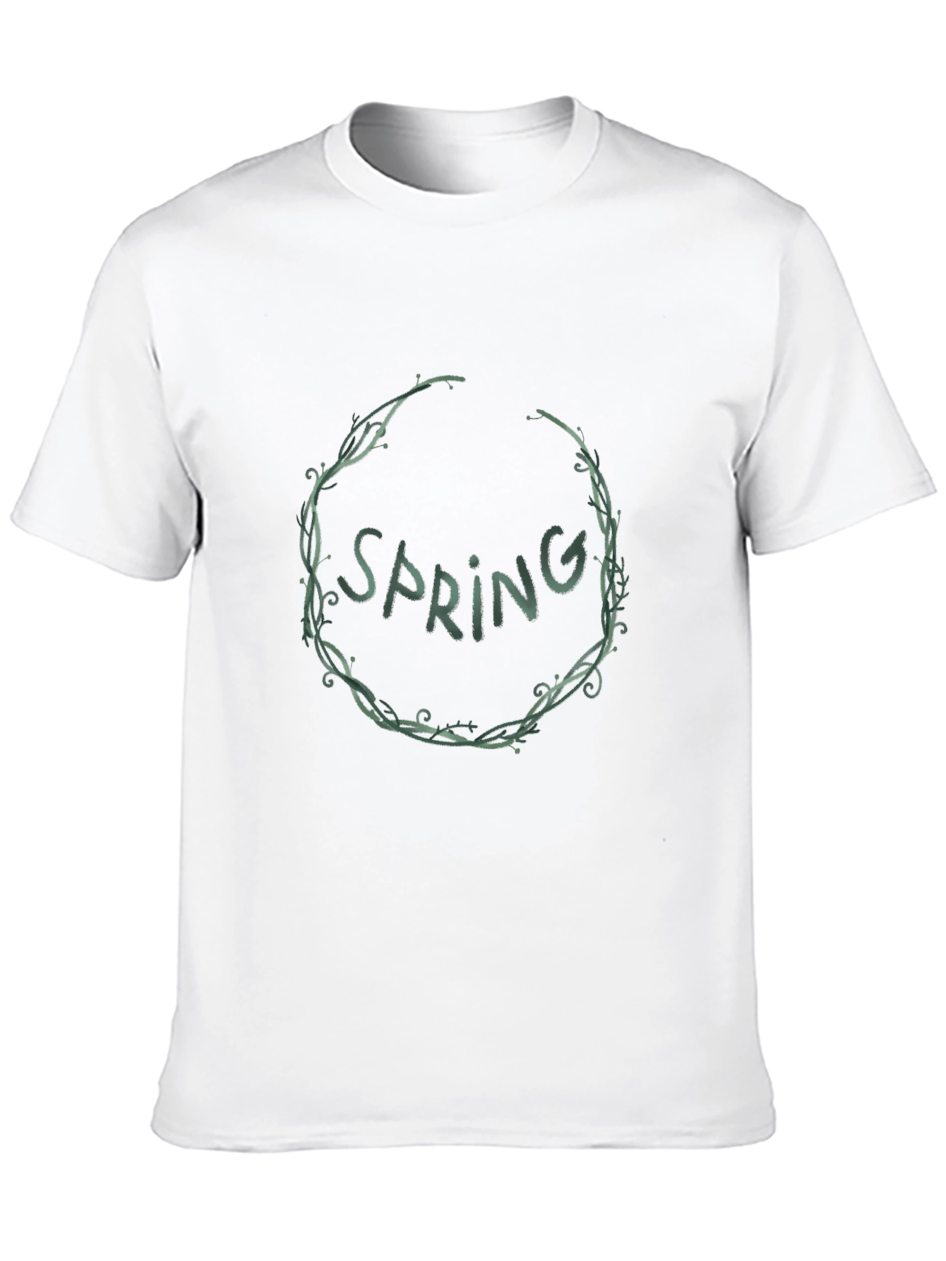 Spring Wreath Graphic Tee - Black Cotton Blend