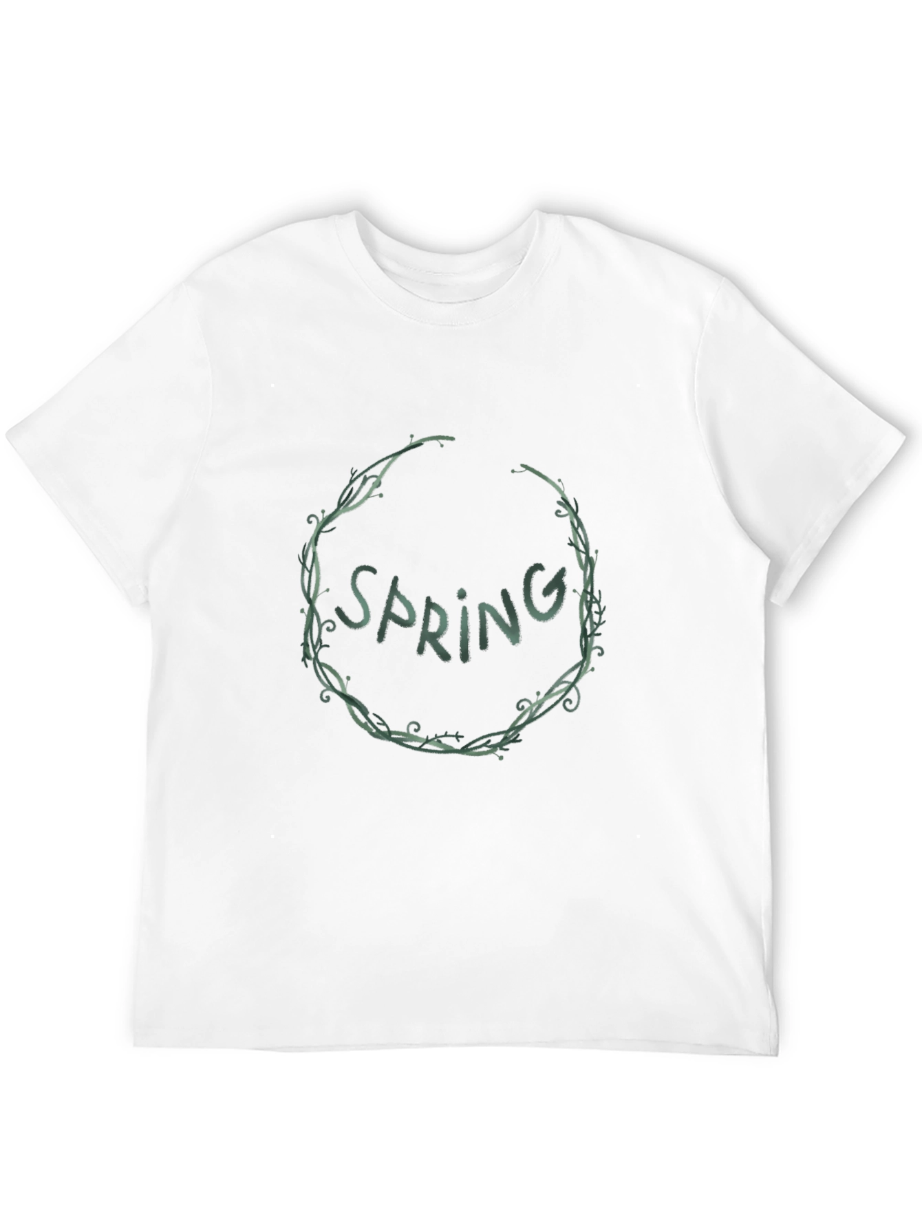 Spring Wreath Graphic Tee - Black Cotton Blend