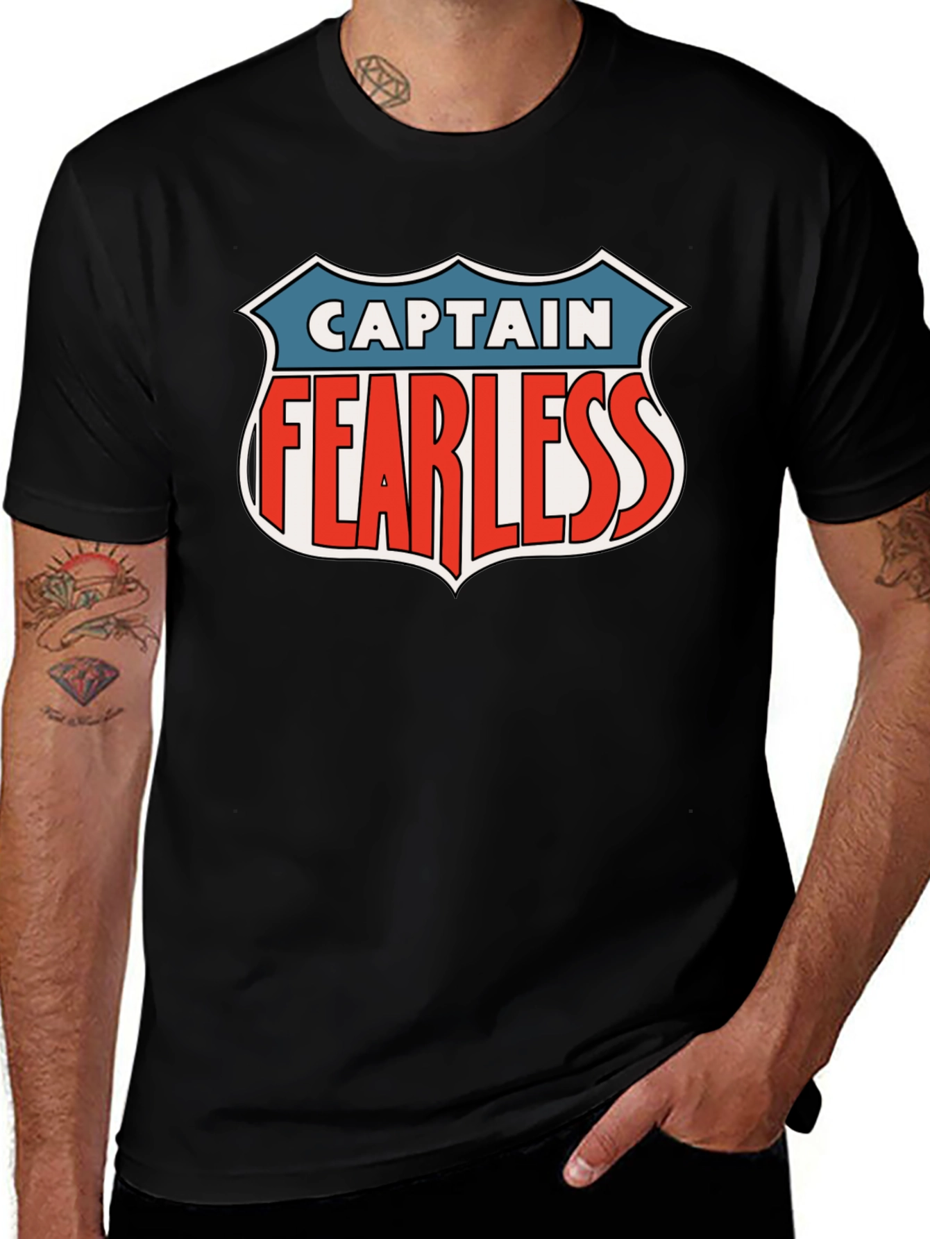 Captain Fearless Graphic Tee - Black Casual T-Shirt
