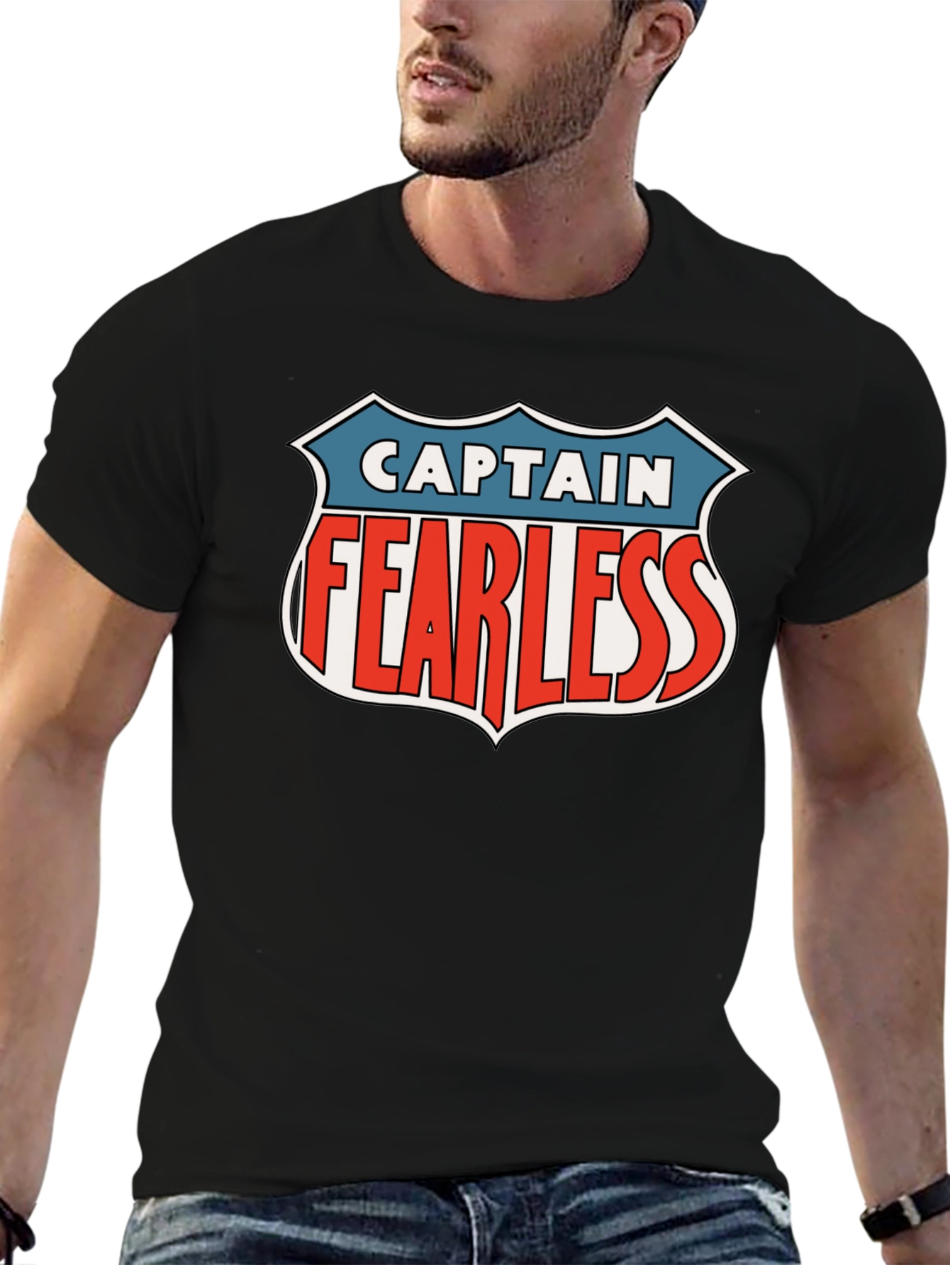Captain Fearless Graphic Tee - Black Casual T-Shirt
