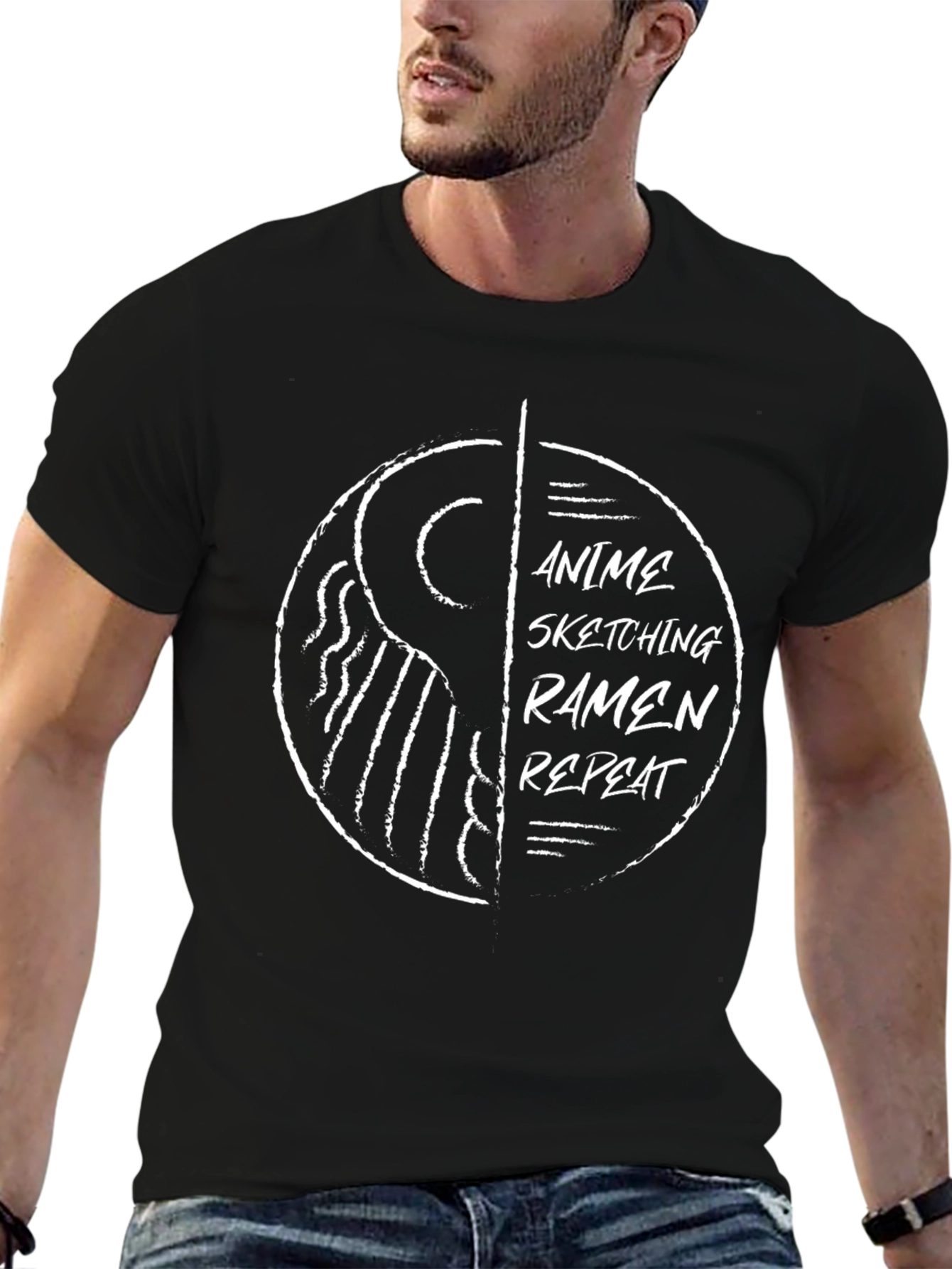 Anime Sketching Ramen Repeat Graphic Tee