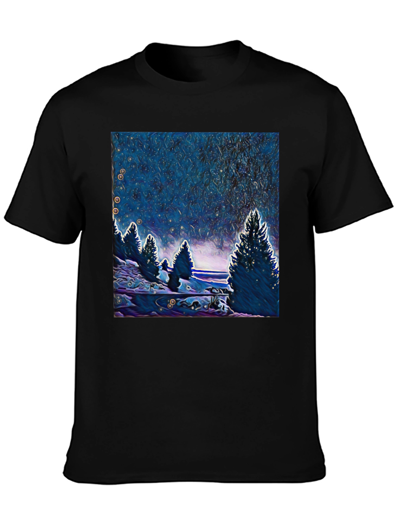 Starry Night Trees Graphic T-Shirt
