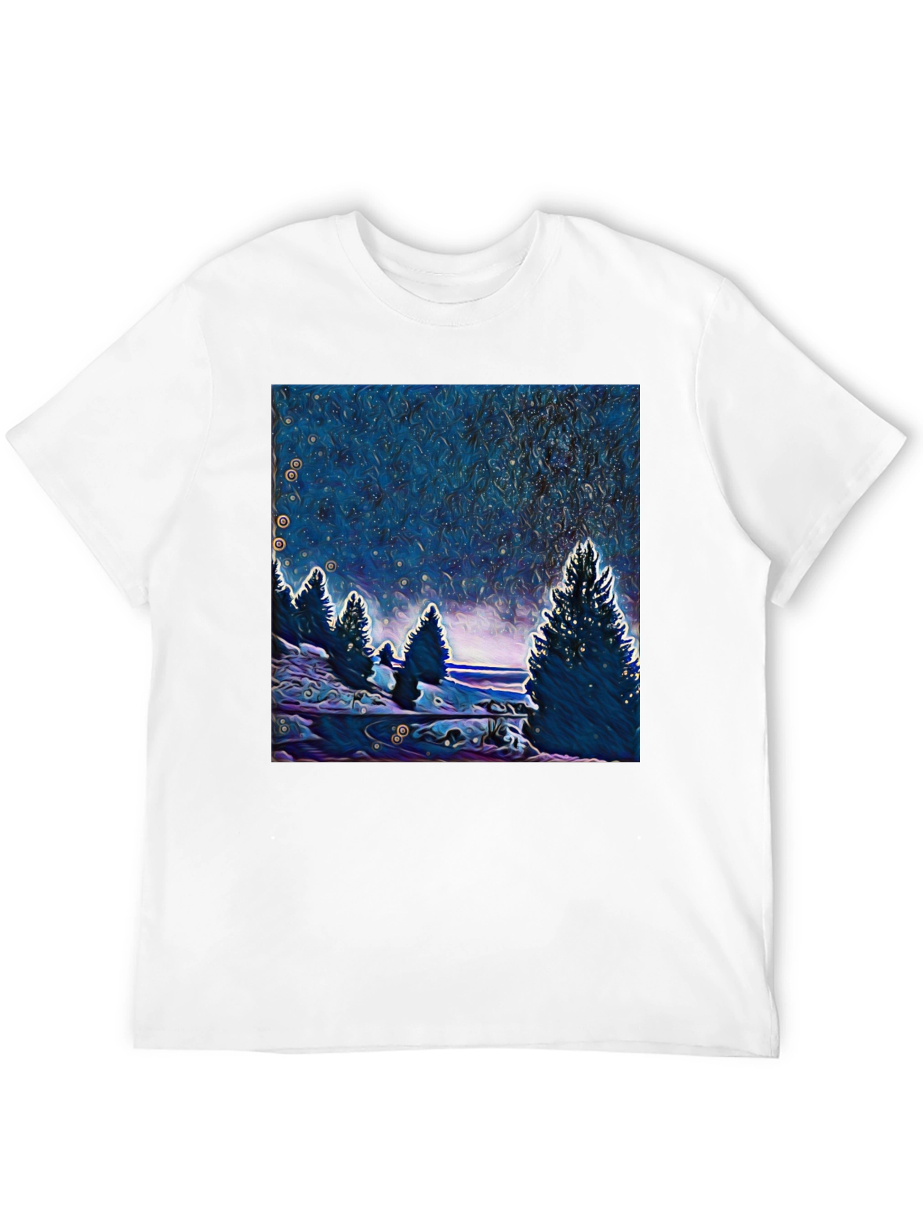 Starry Night Trees Graphic T-Shirt
