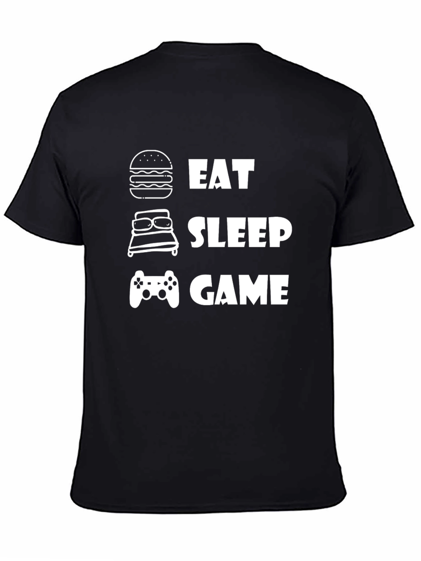 Eat Sleep Game Black Graphic T-Shirt