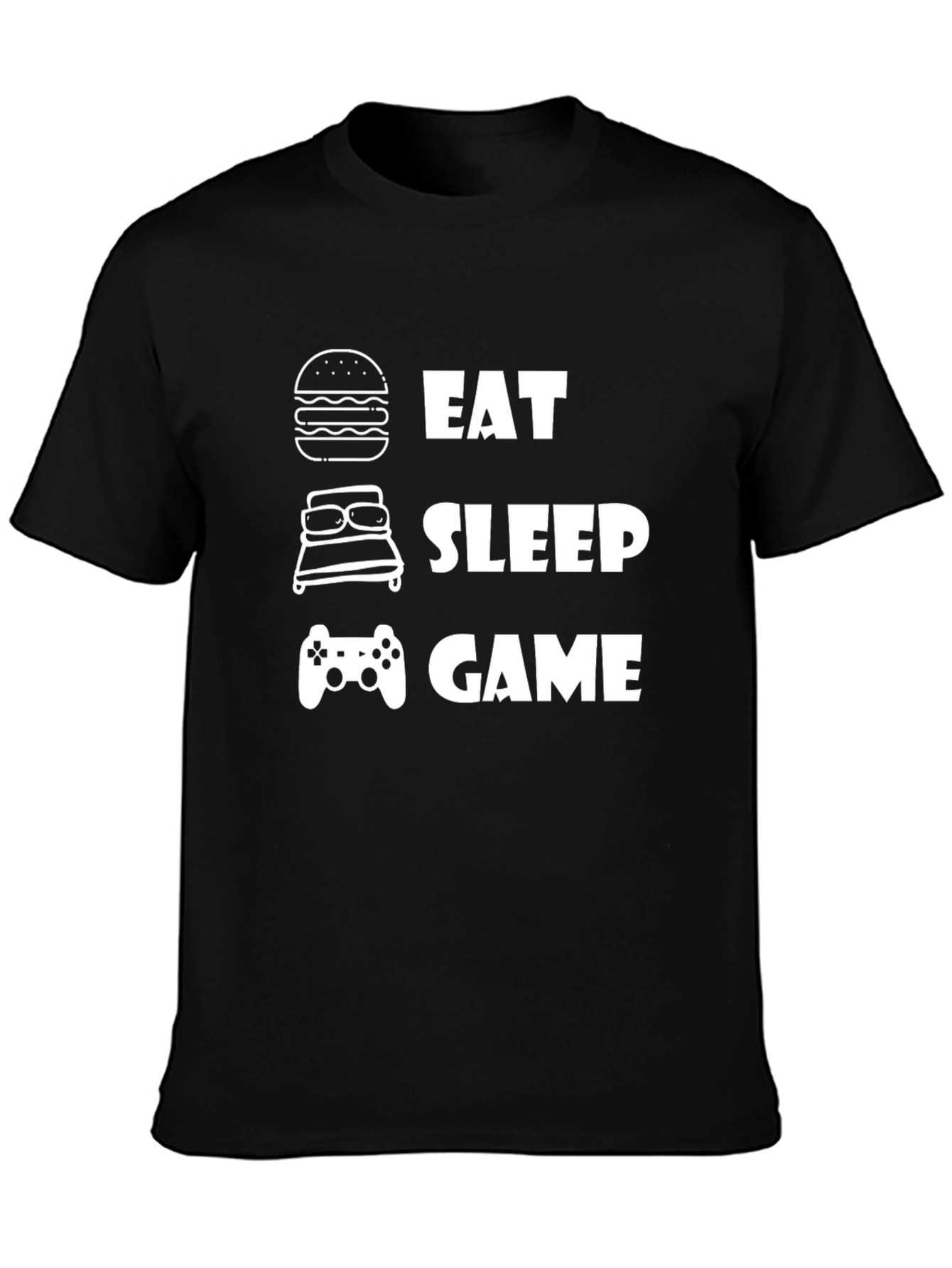 Eat Sleep Game Black Graphic T-Shirt