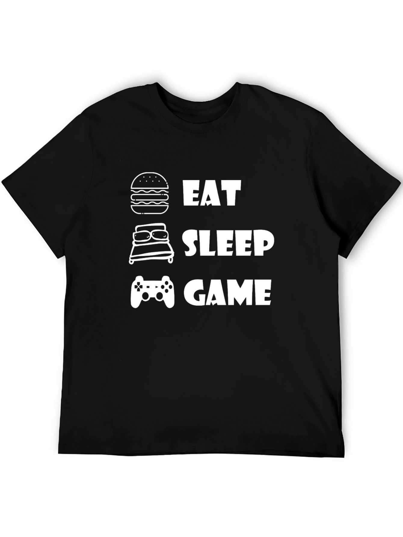 Eat Sleep Game Black Graphic T-Shirt