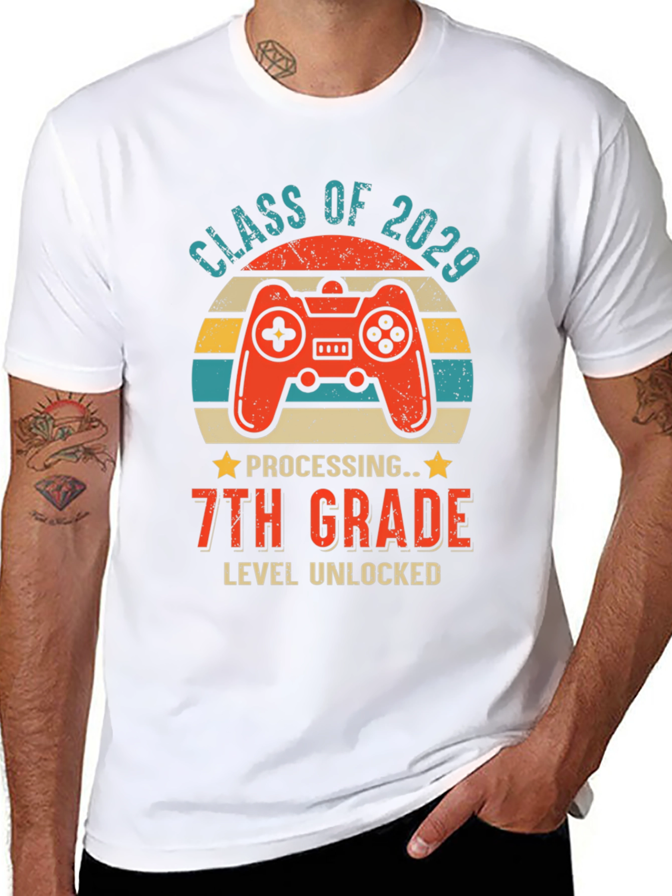 Class of 2029 7th Grade Level Unlocked Gaming T-Shirt