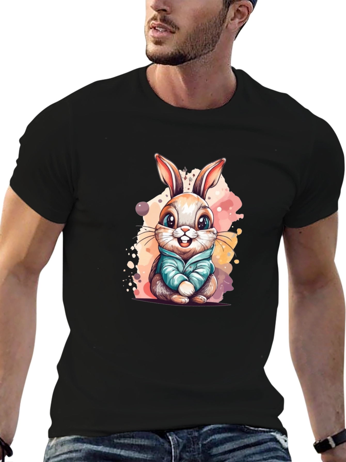 Cute Cartoon Bunny Rabbit Graphic T-Shirt