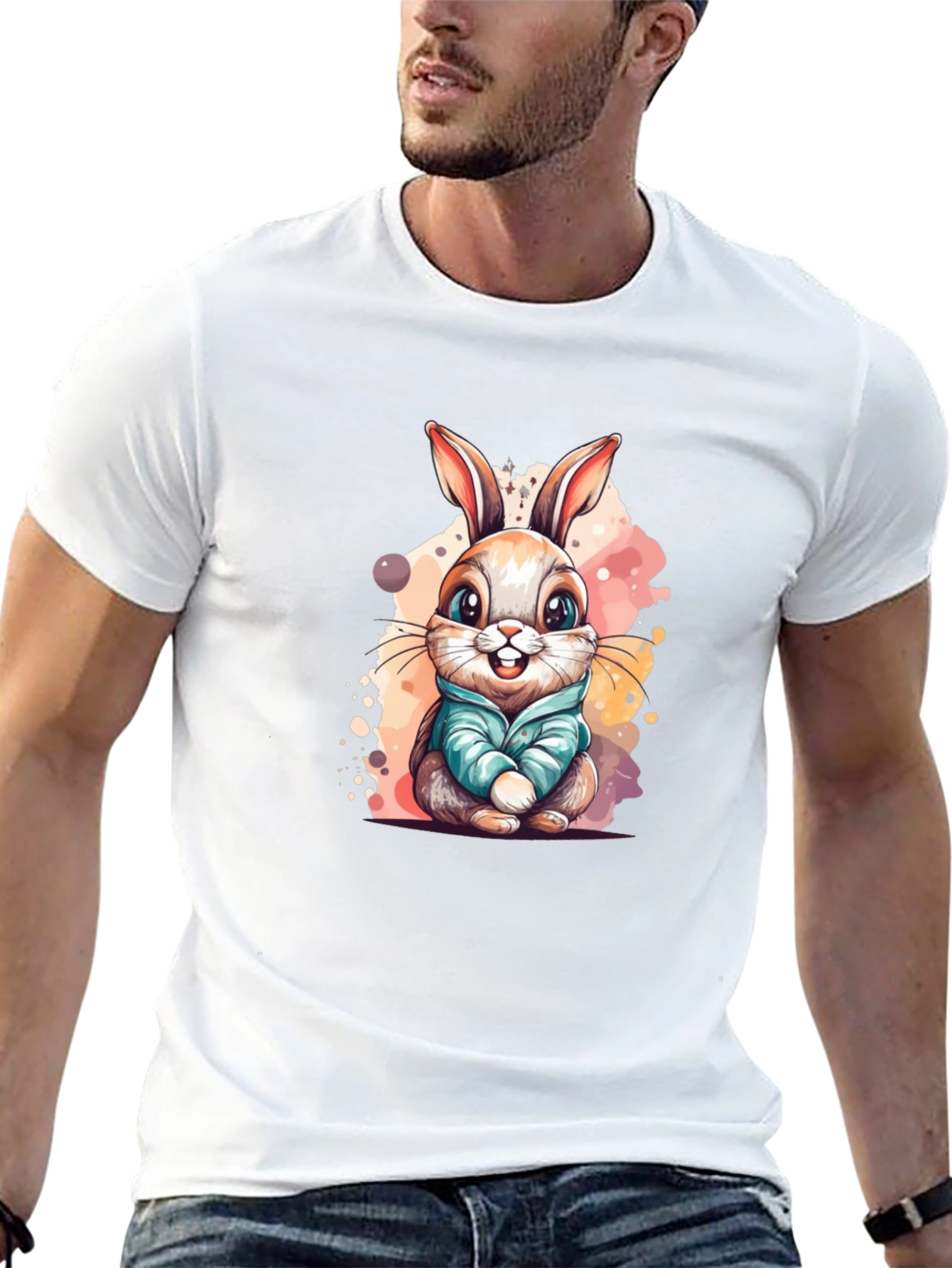 Cute Cartoon Bunny Rabbit Graphic T-Shirt