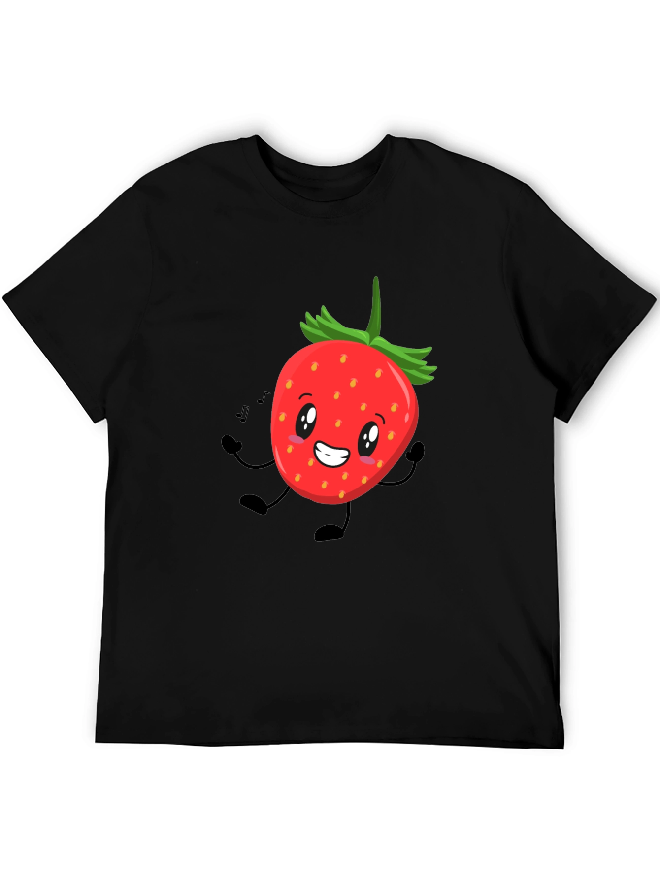Strawberry Character Graphic Tee - Black