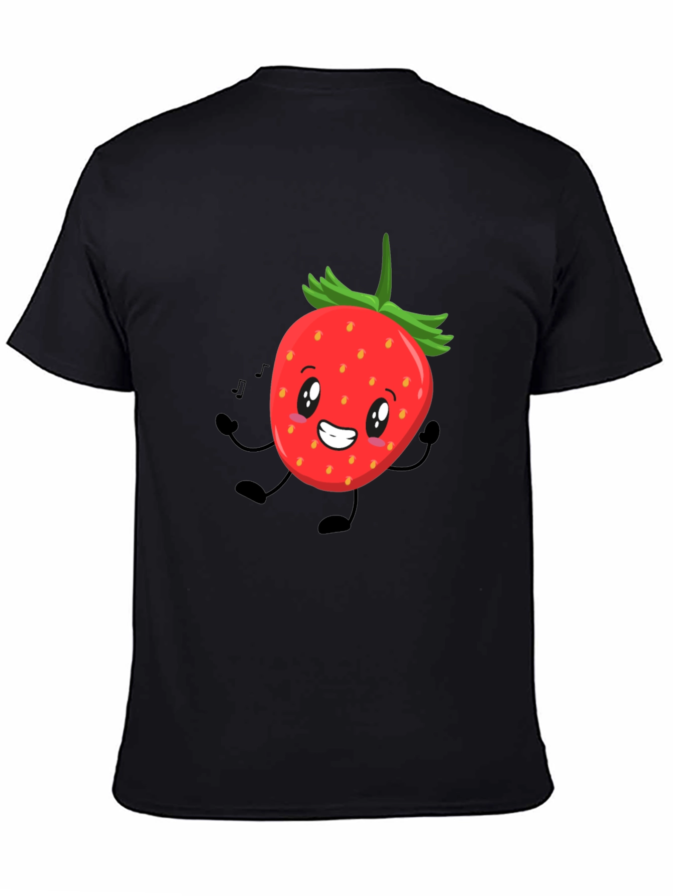 Strawberry Character Graphic Tee - Black