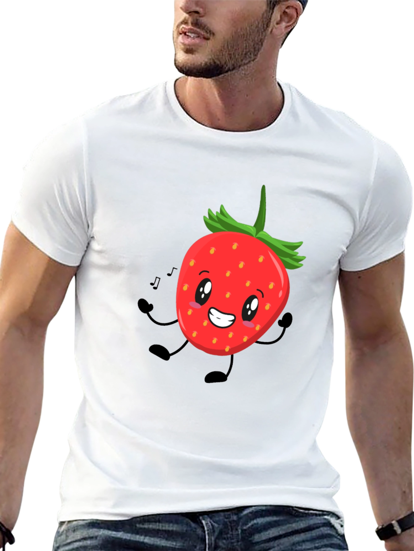 Strawberry Character Graphic Tee - Black