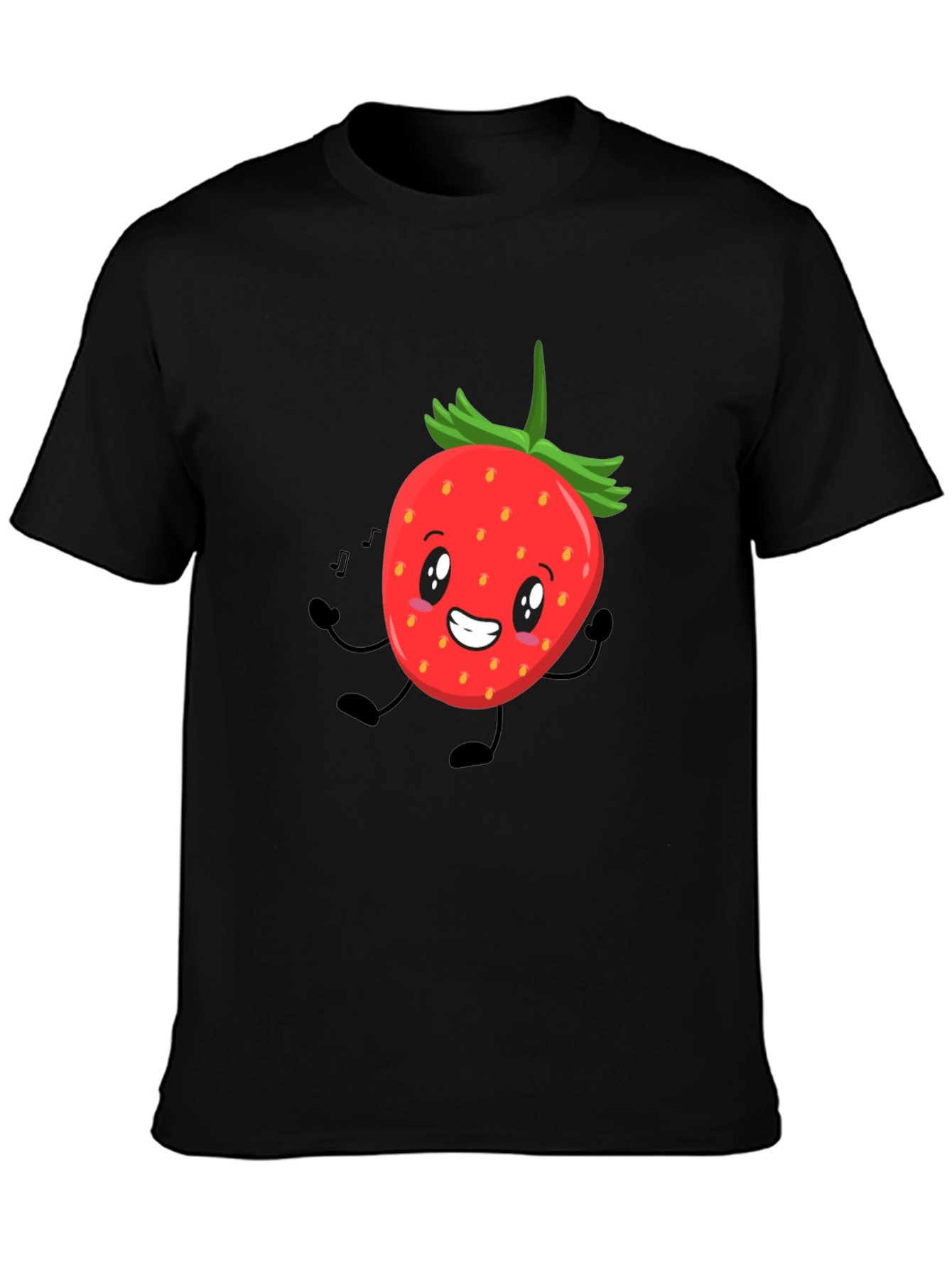 Strawberry Character Graphic Tee - Black