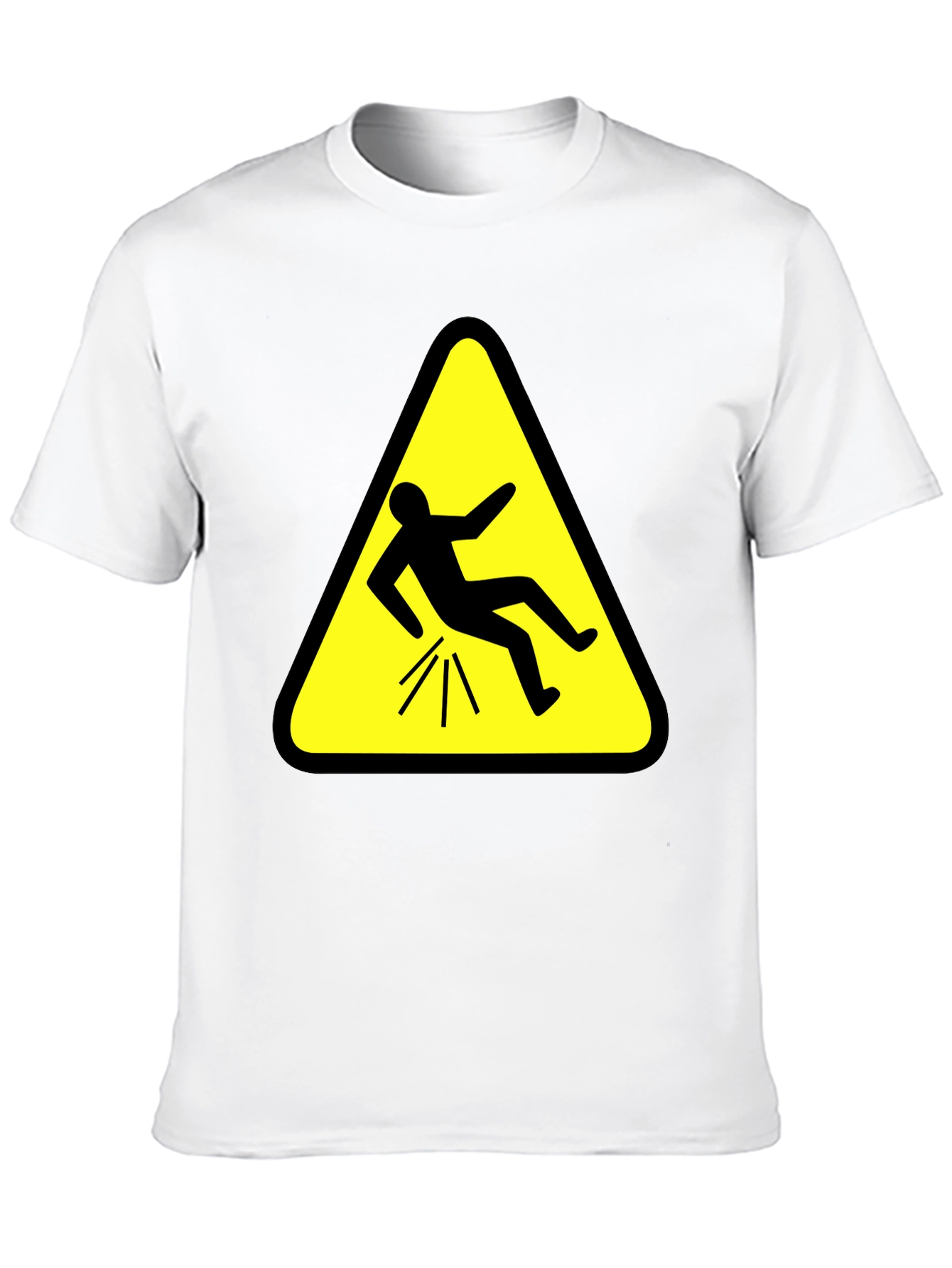 Funny Falling Man Hazard Sign Black T-Shirt