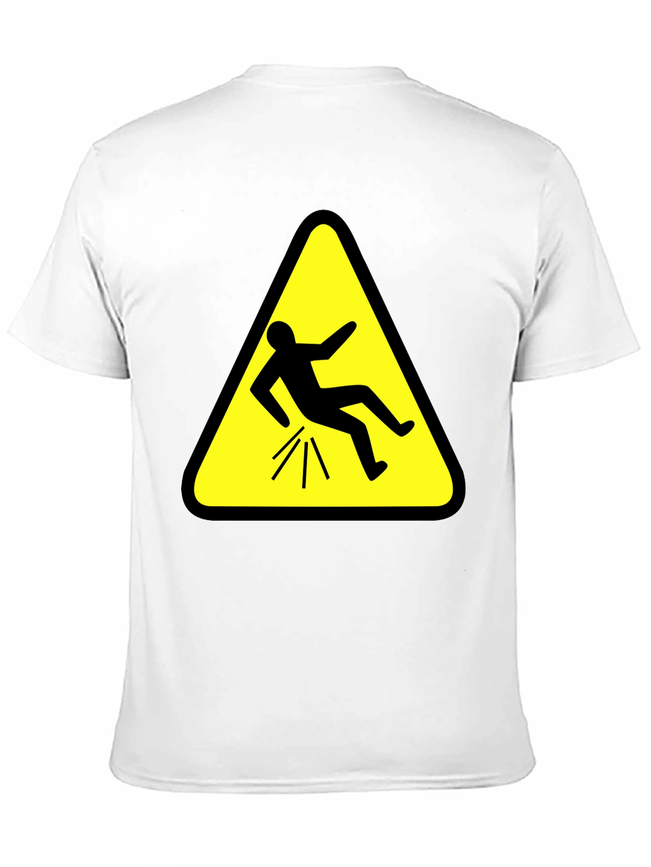 Funny Falling Man Hazard Sign Black T-Shirt
