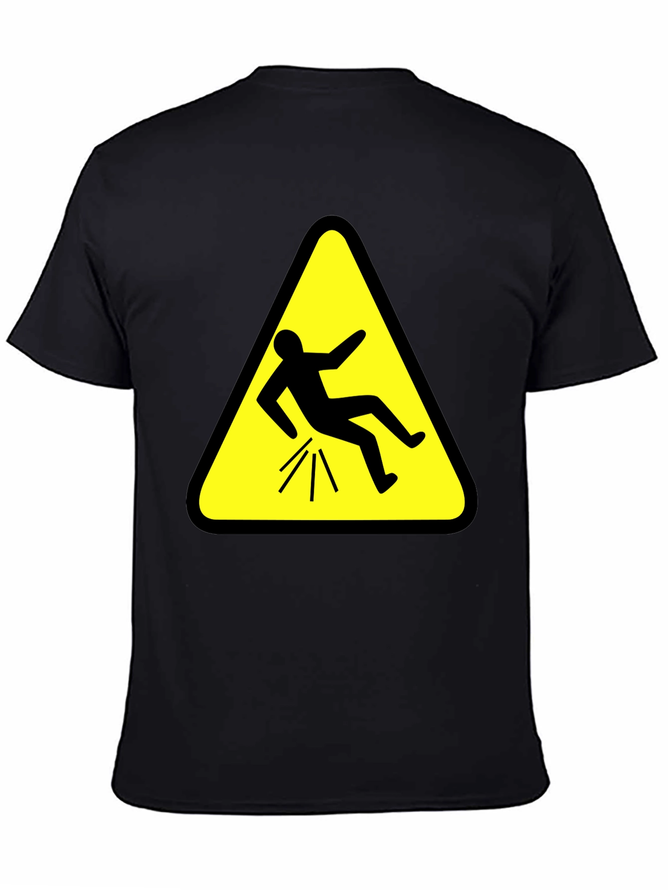 Funny Falling Man Hazard Sign Black T-Shirt