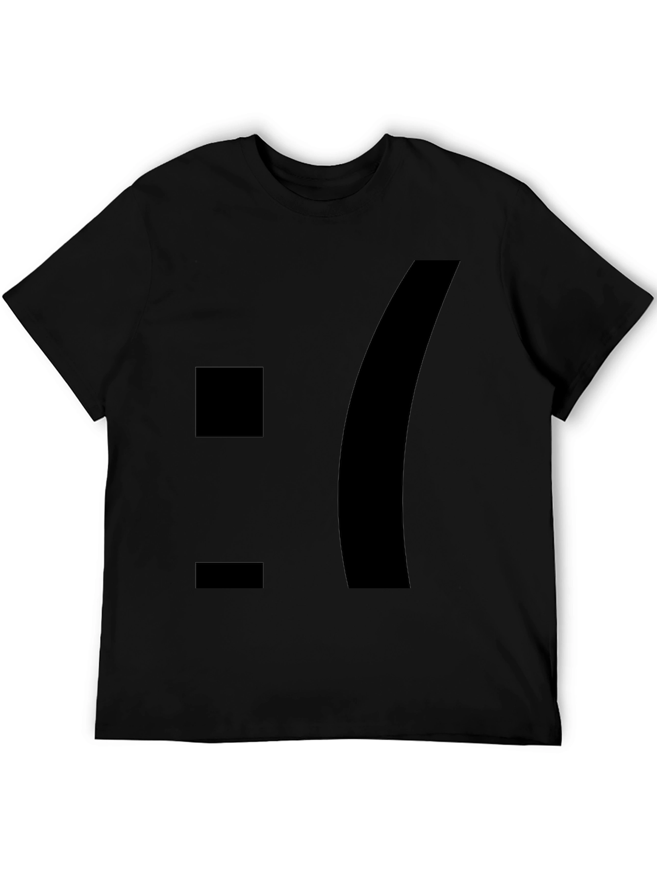 Sad Emoticon Graphic Tee - Black Cotton Blend