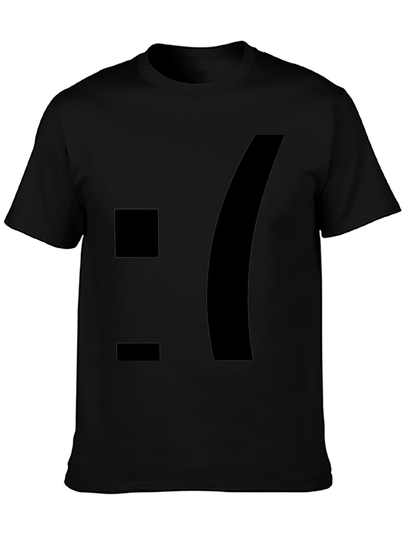 Sad Emoticon Graphic Tee - Black Cotton Blend