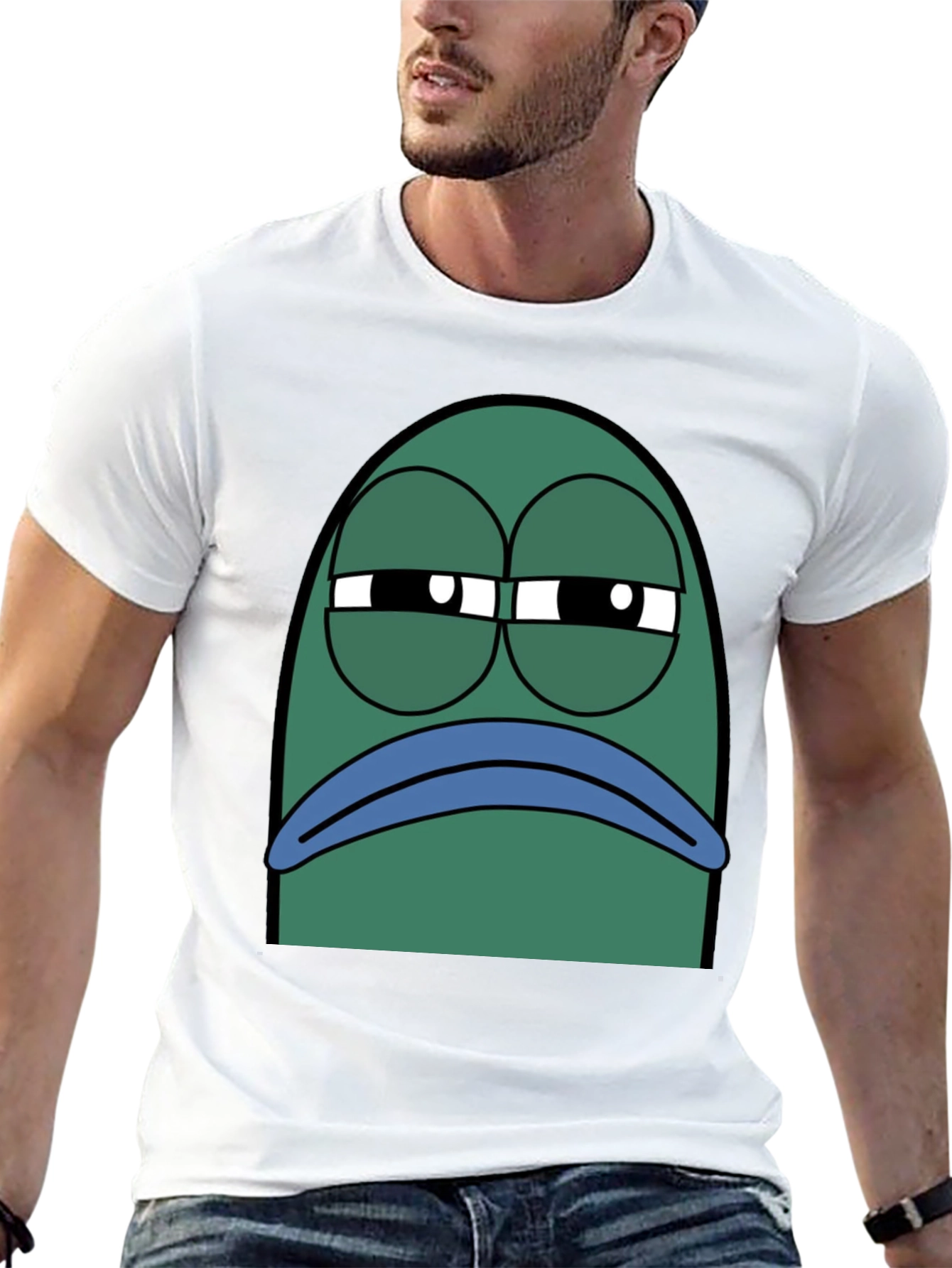 Black T-Shirt with Grumpy Fish Graphic