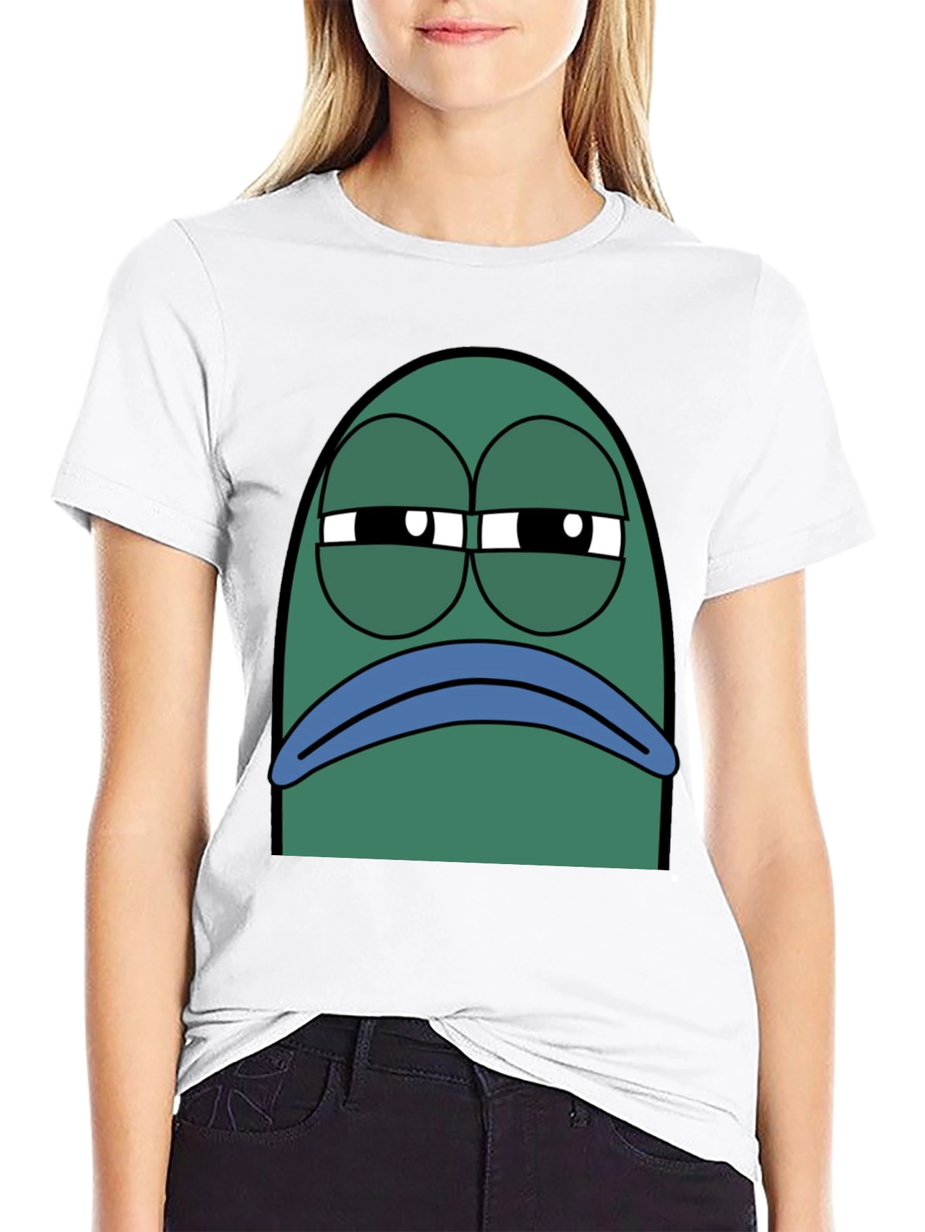 Black T-Shirt with Grumpy Fish Graphic