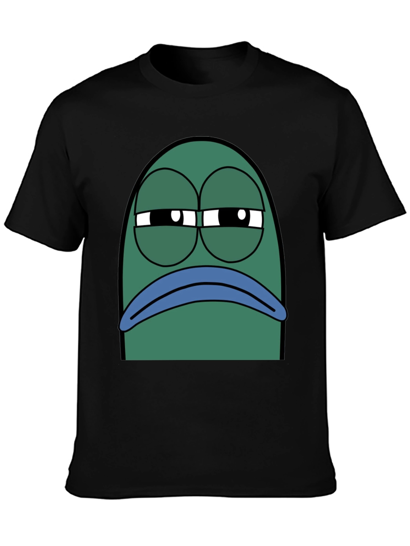 Black T-Shirt with Grumpy Fish Graphic