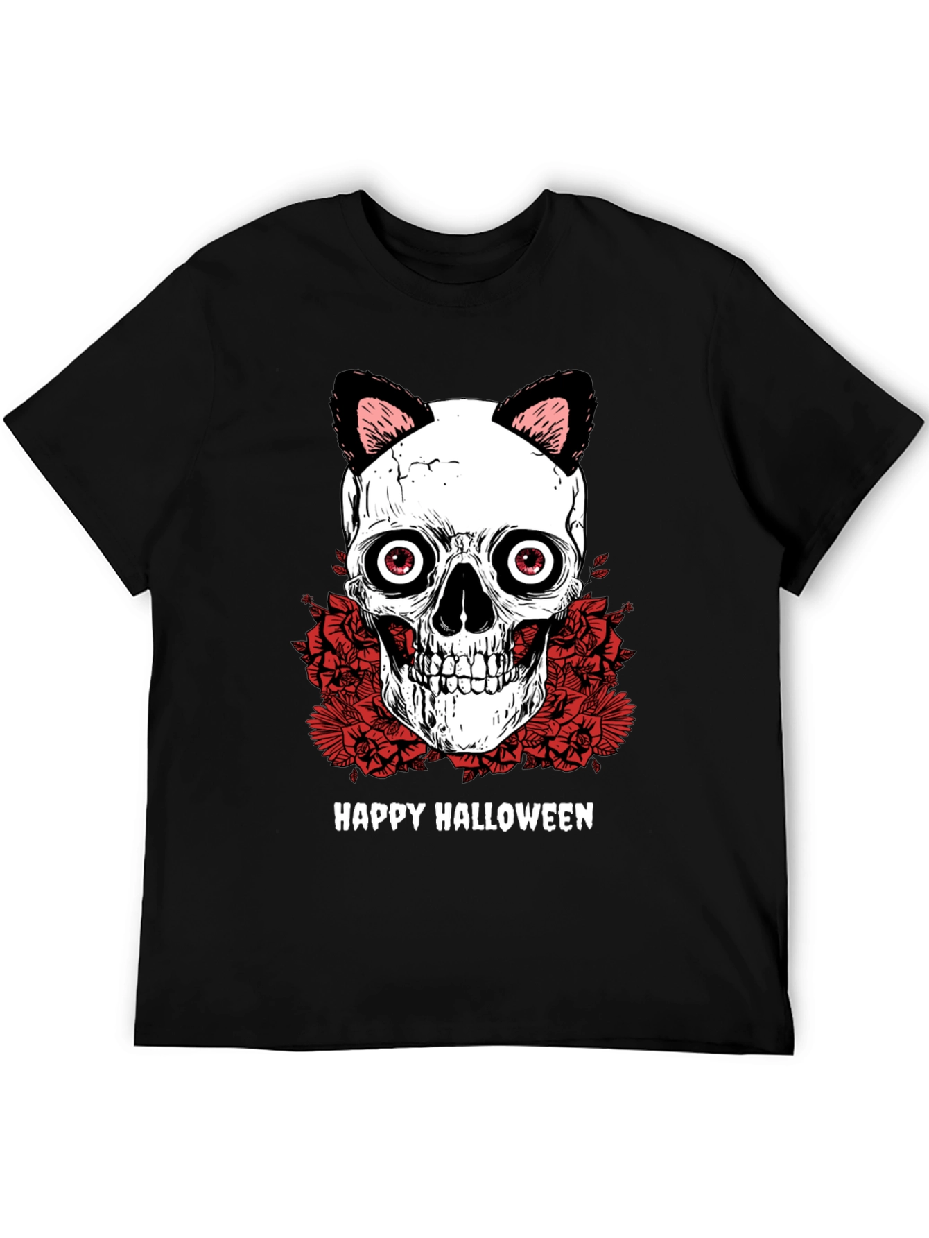 Happy Halloween Skull Cat Ears T-Shirt