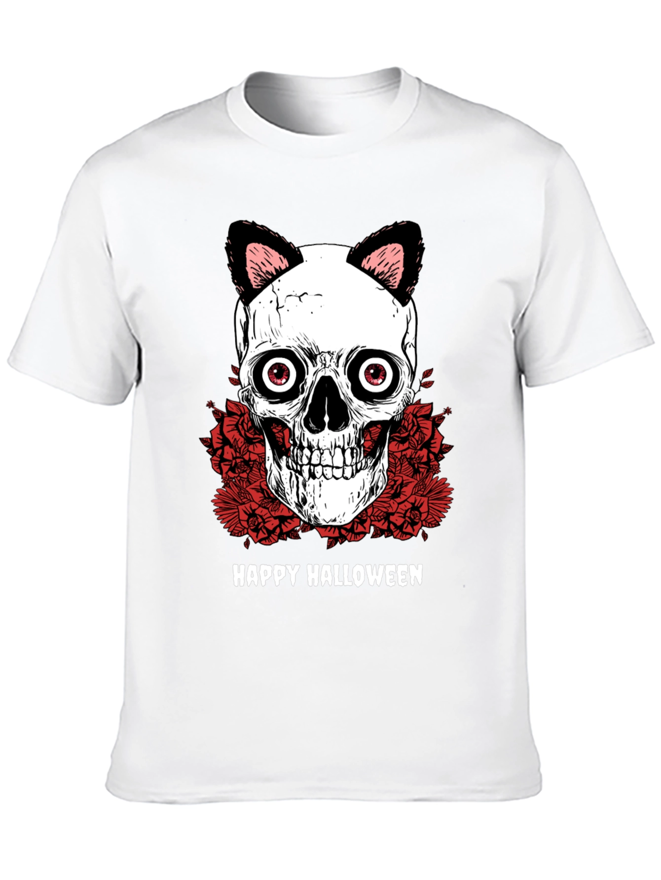 Happy Halloween Skull Cat Ears T-Shirt