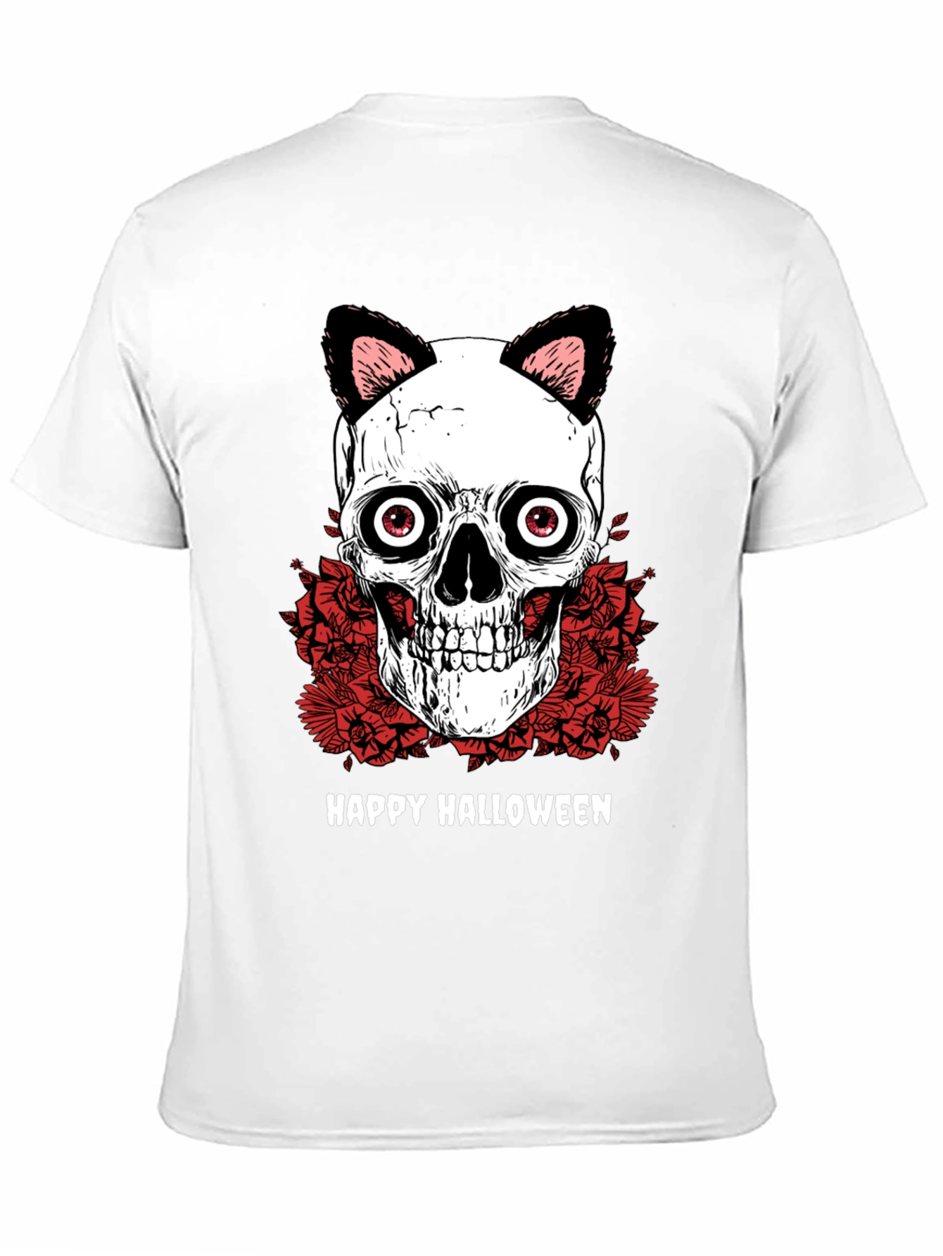Happy Halloween Skull Cat Ears T-Shirt