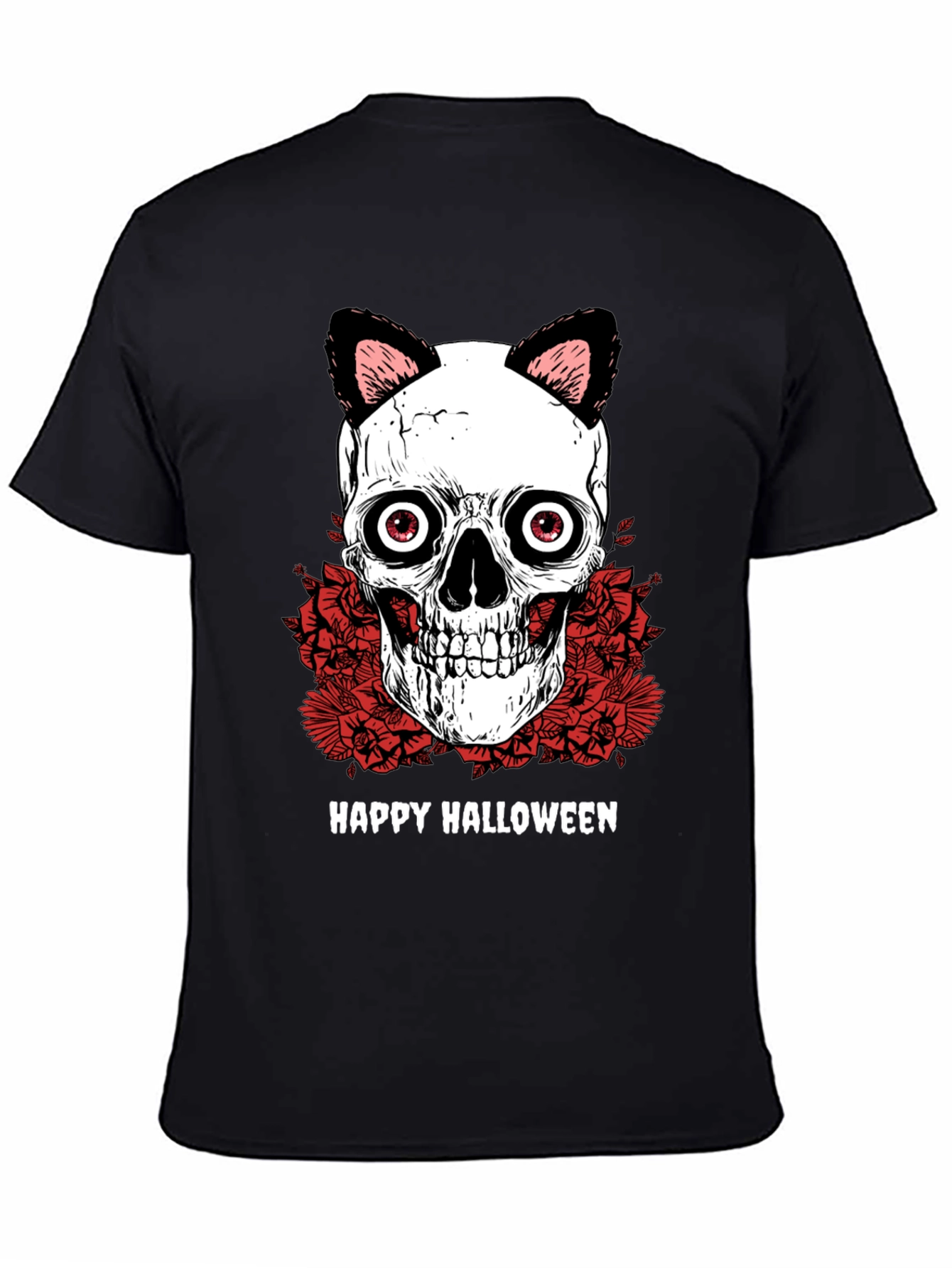 Happy Halloween Skull Cat Ears T-Shirt
