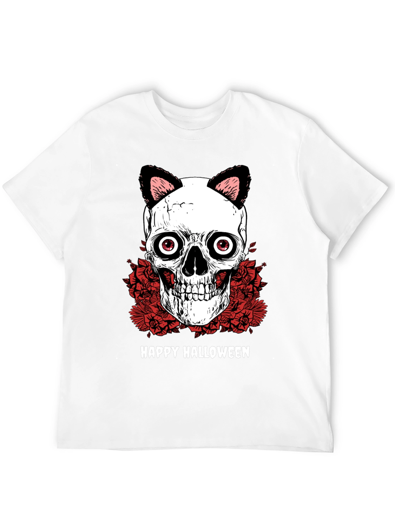 Happy Halloween Skull Cat Ears T-Shirt